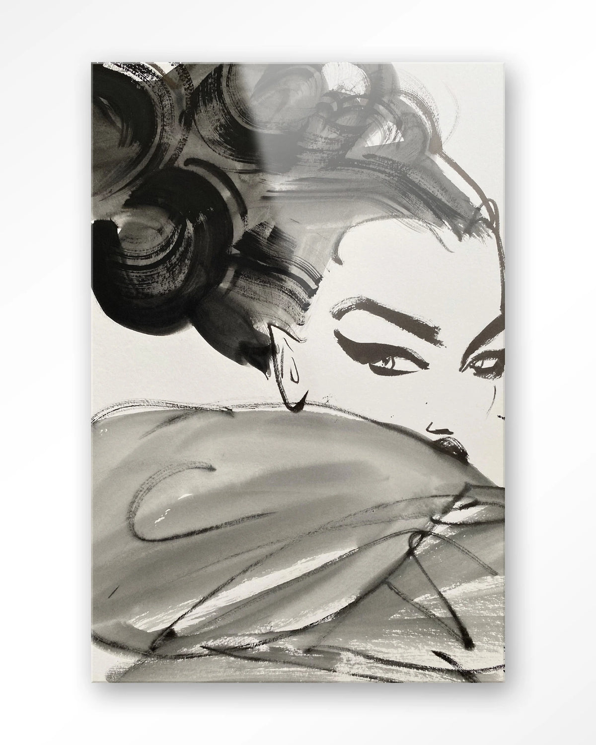 Couture Allure – modeschets in zwart-wit – Glas – Blinde montage
