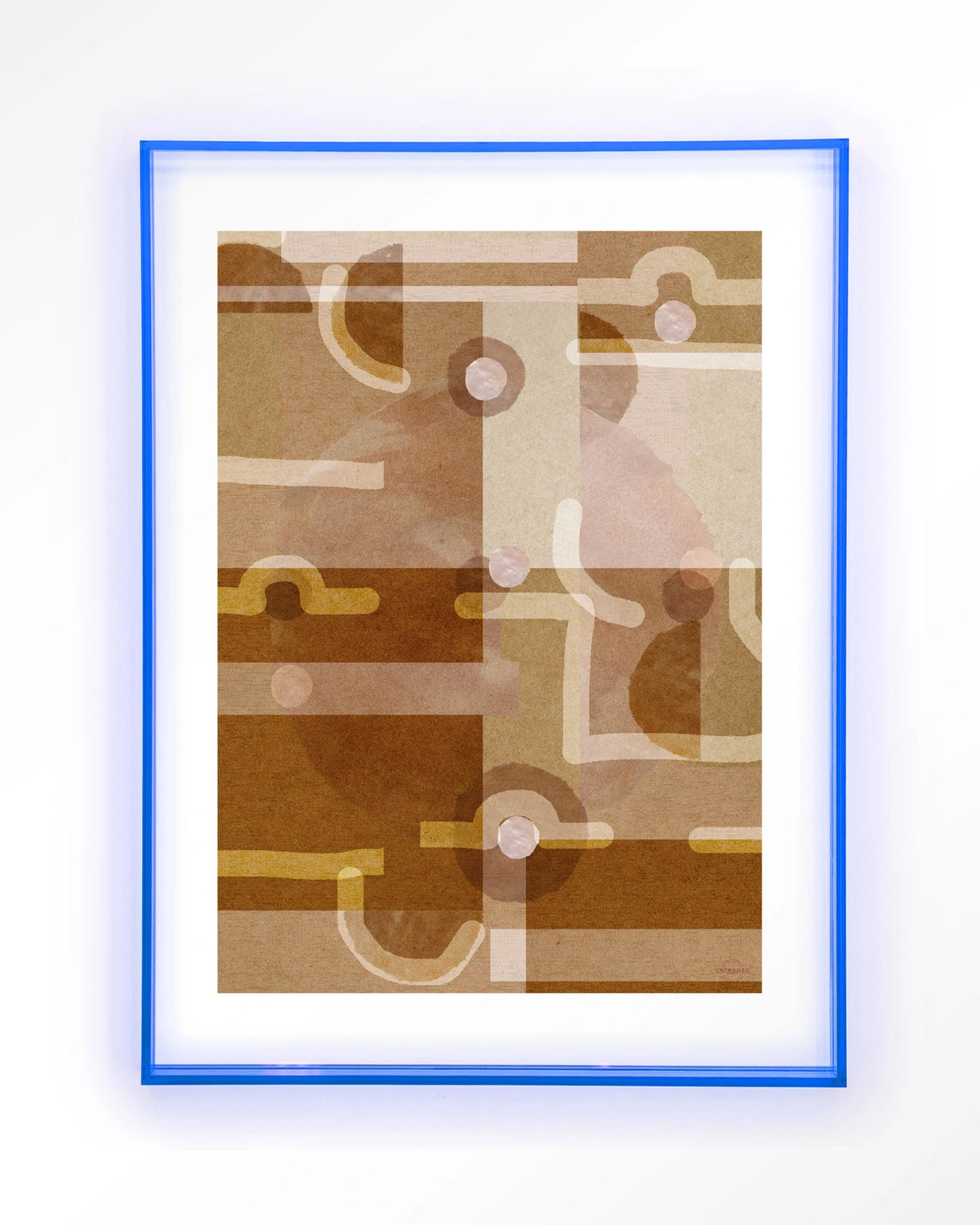 Terra Universe – abstract in bruin en oker – Art print – Acryl lichtblauw
