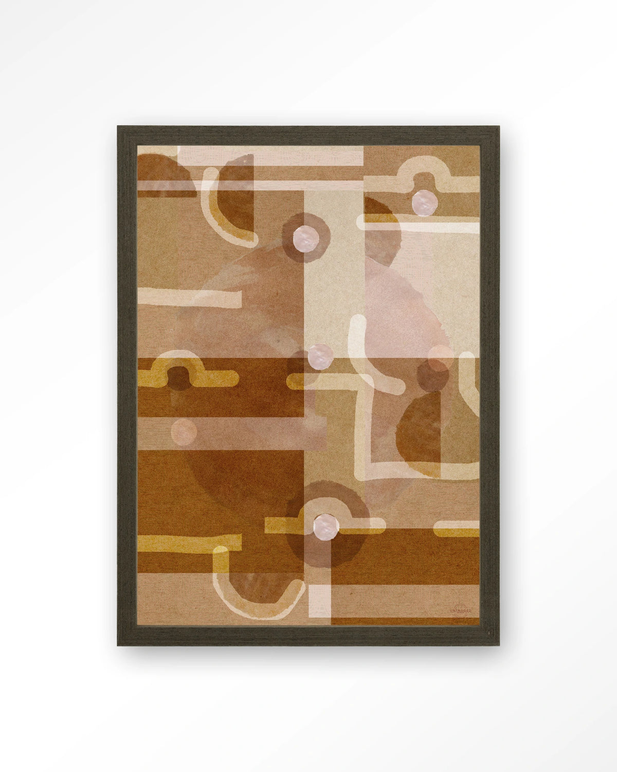 Terra Universe – abstract in bruin en oker – Art print – Hout donkerbruin