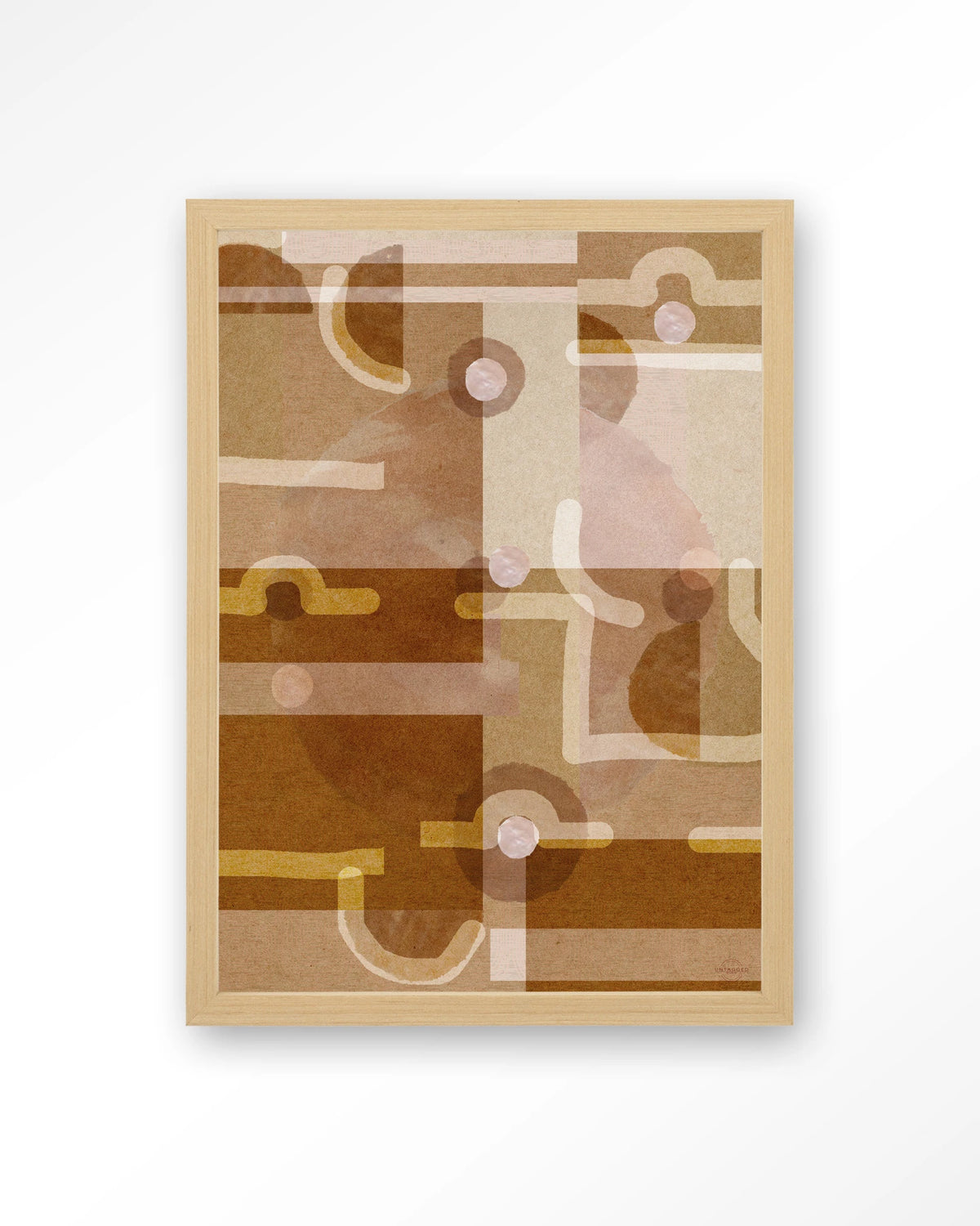 Terra Universe – abstract in bruin en oker – Art print – Hout naturel
