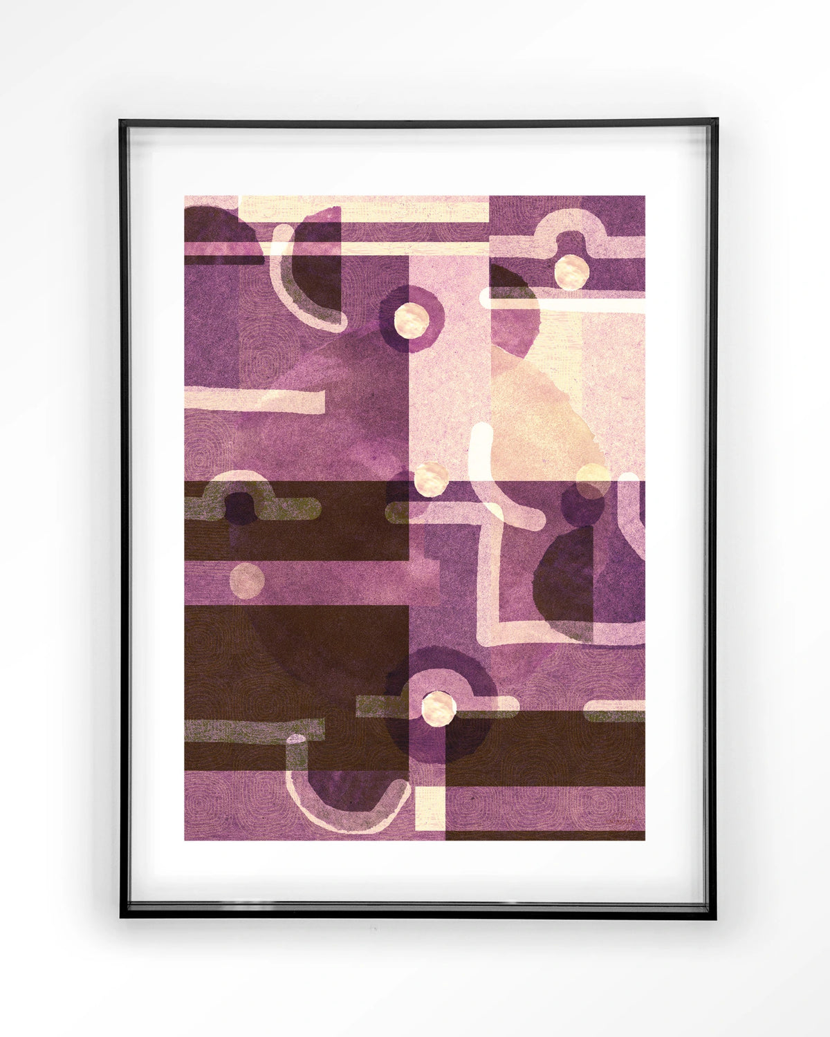 Tribal Universe – abstract in paars en bruin – Art print – Acryl zwart