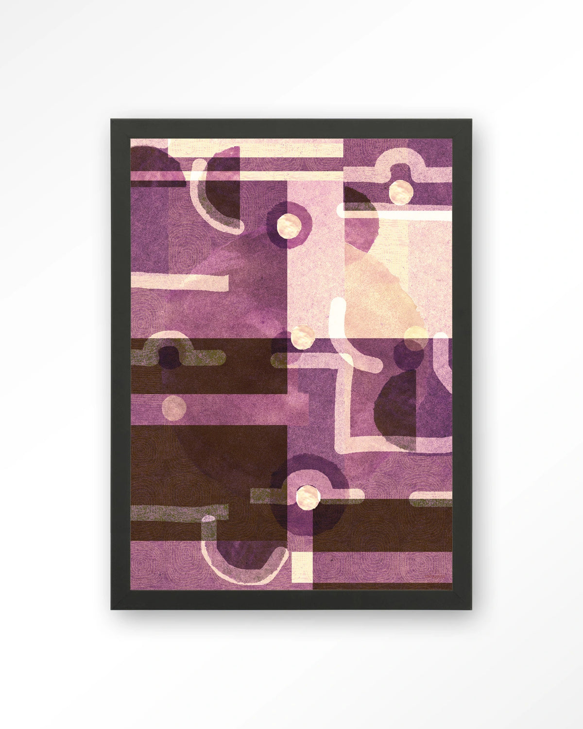 Tribal Universe – abstract in paars en bruin – Art print – Hout zwart