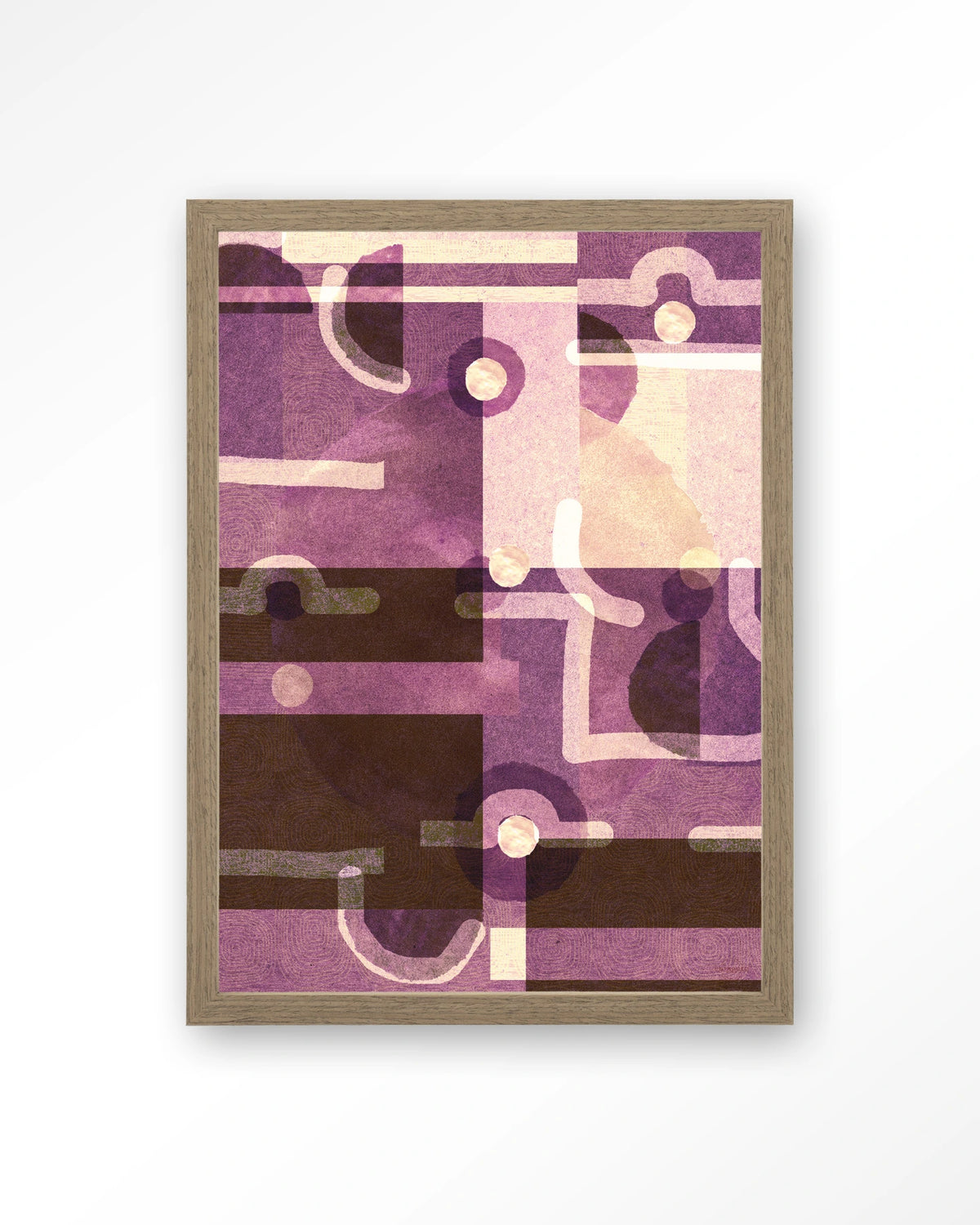 Tribal Universe – abstract in paars en bruin – Art print – Hout bruin