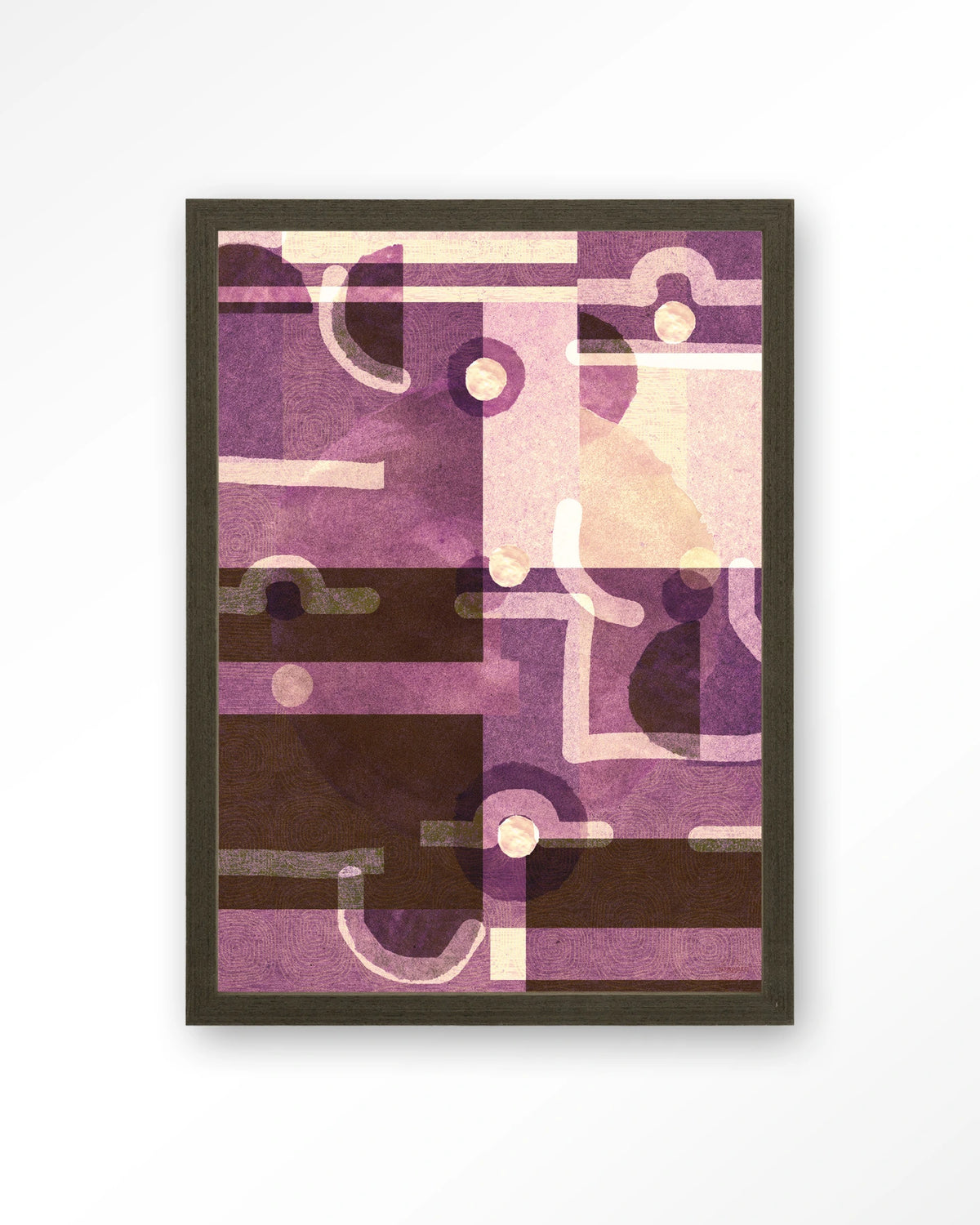 Tribal Universe – abstract in paars en bruin – Art print – Hout donkerbruin