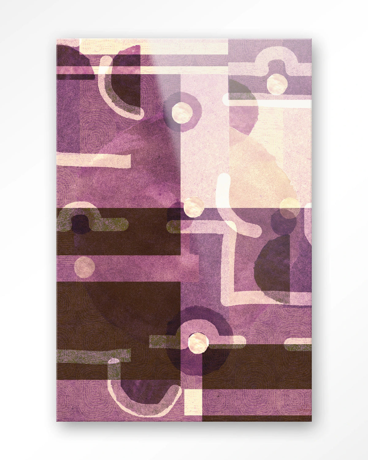Tribal Universe – abstract in paars en bruin – Glas – Blinde montage