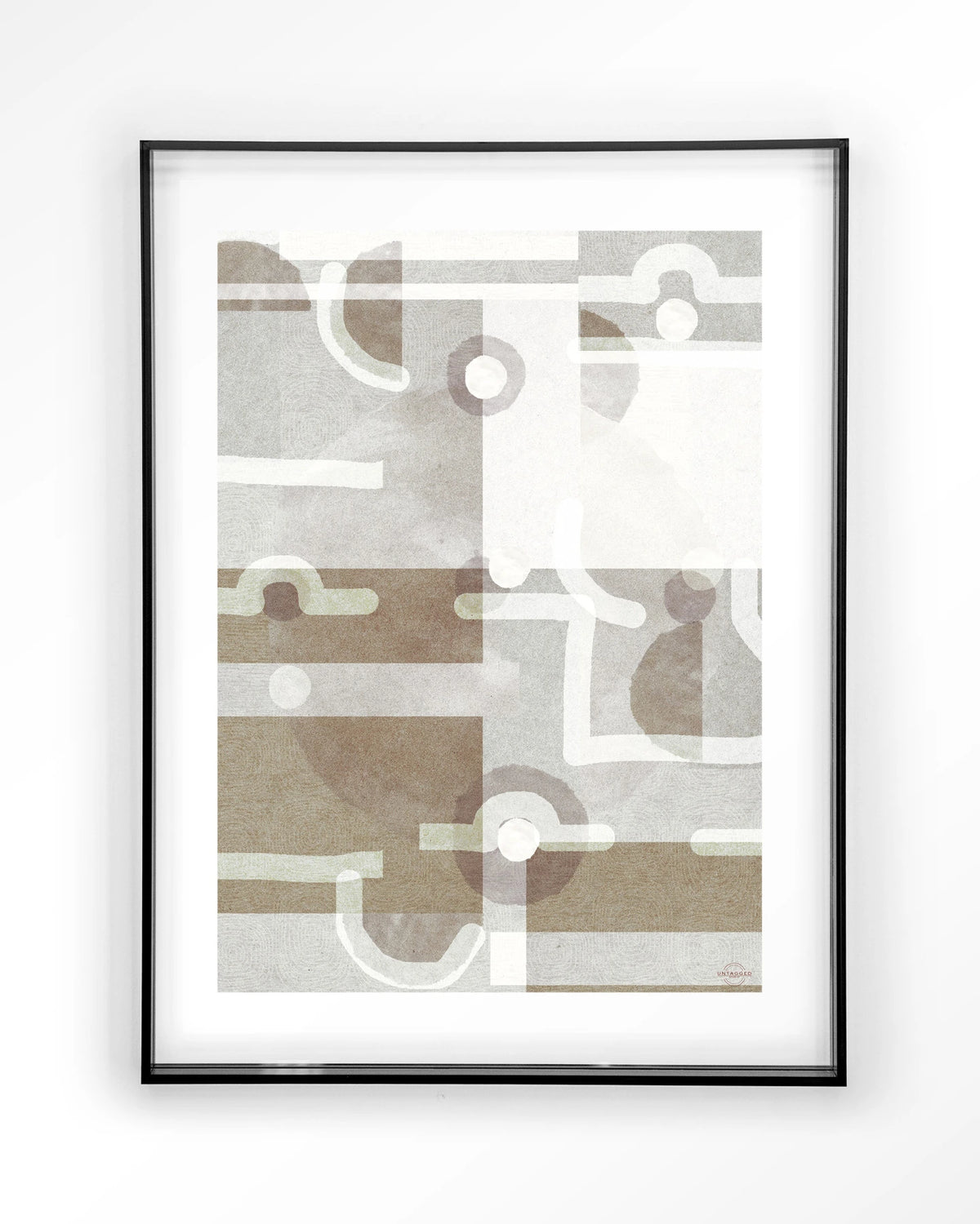 Symbols Of The Universe – abstract geometrisch in grijs en beige – Art print – Acryl zwart
