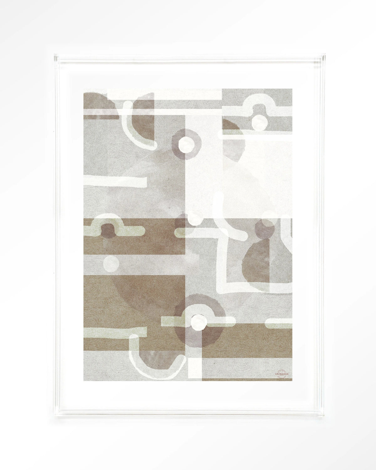 Symbols Of The Universe – abstract geometrisch in grijs en beige – Art print – Acryl doorzichtig