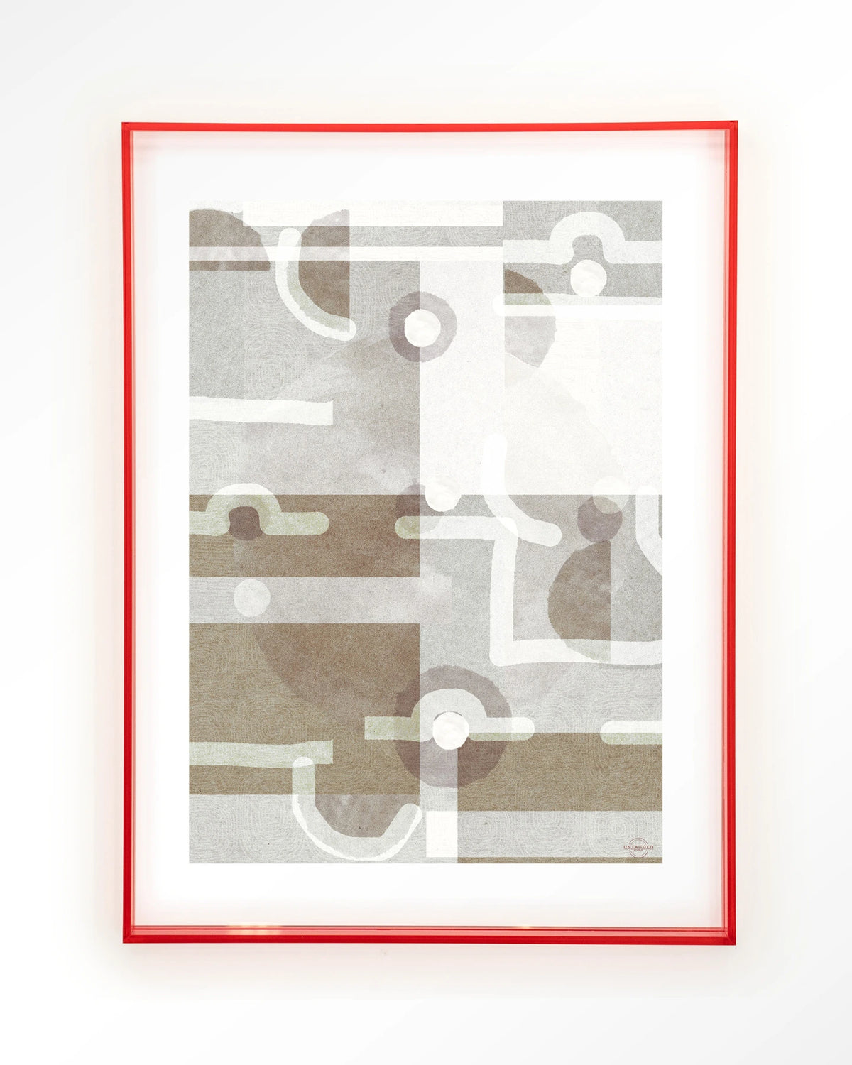 Symbols Of The Universe – abstract geometrisch in grijs en beige – Art print – Acryl roze