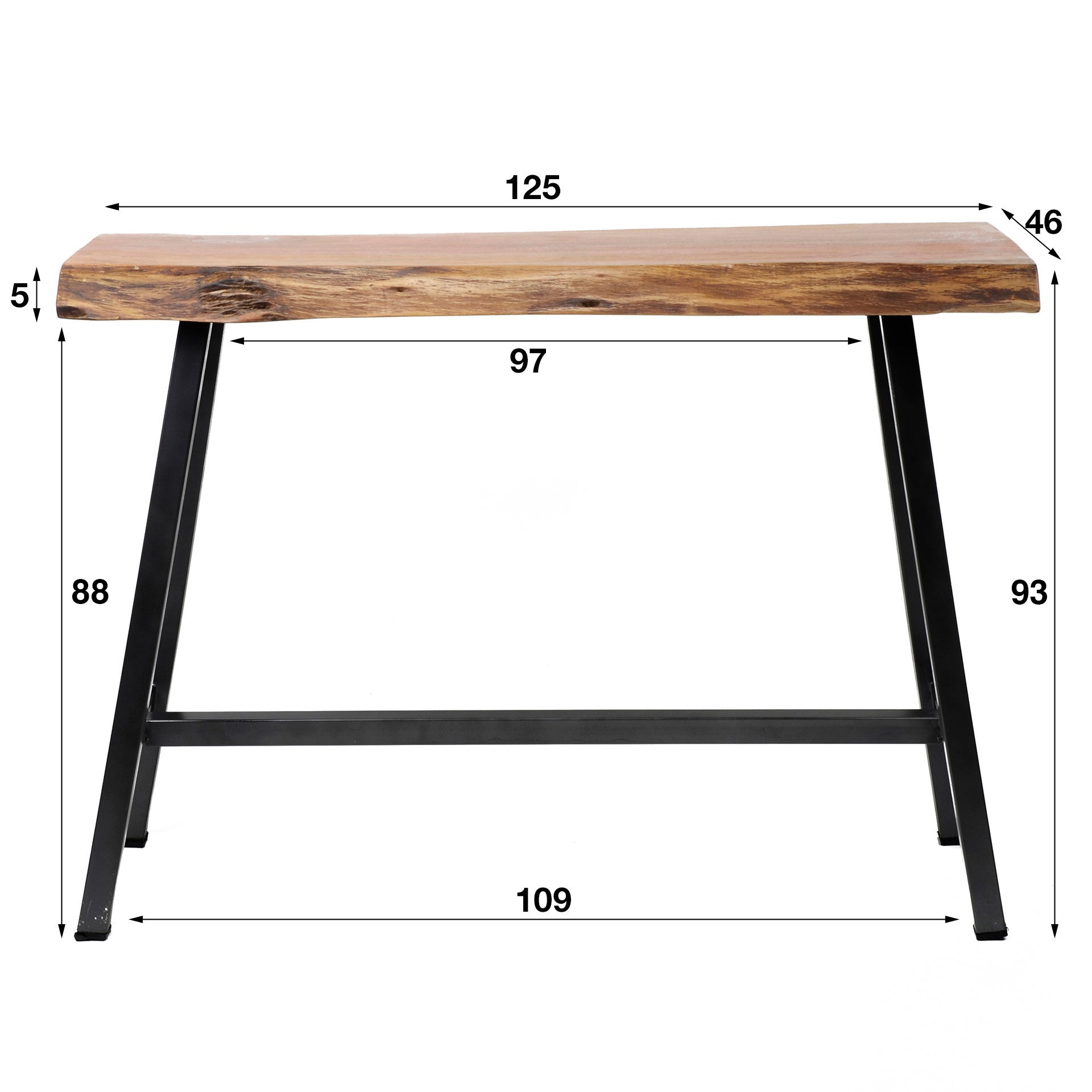 Bartafel Live Edge 125Cm Massief Acacia