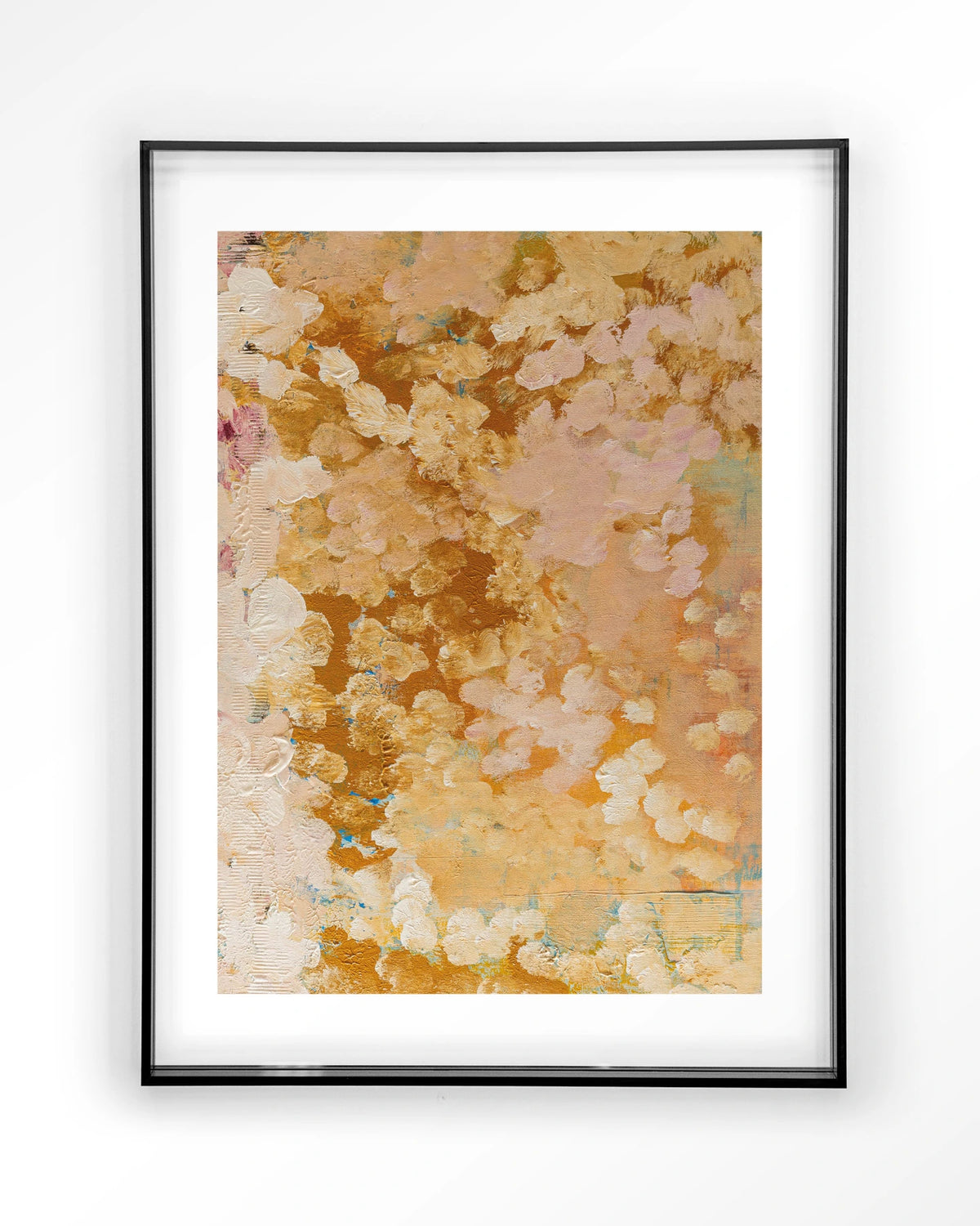 Abundance – abstract in goud en roze – Art print – Acryl zwart