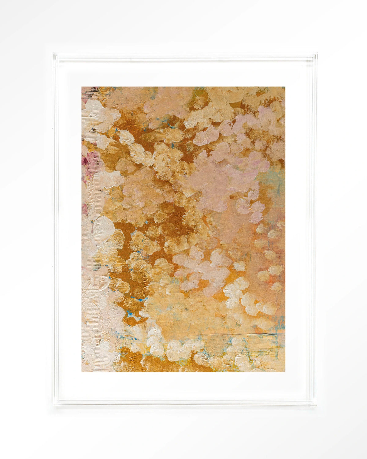 Abundance – abstract in goud en roze – Art print – Acryl doorzichtig