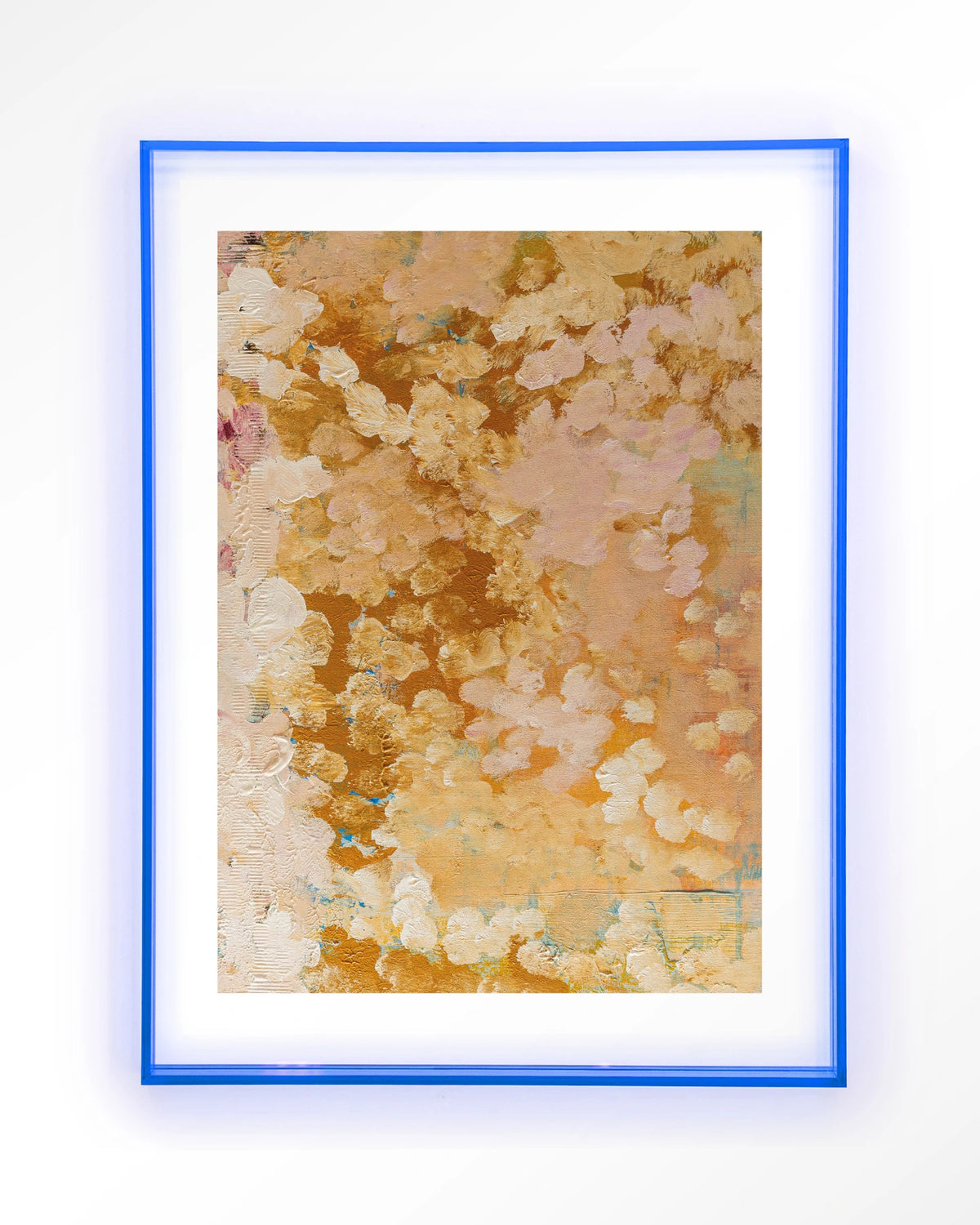 Abundance – abstract in goud en roze – Art print – Acryl lichtblauw