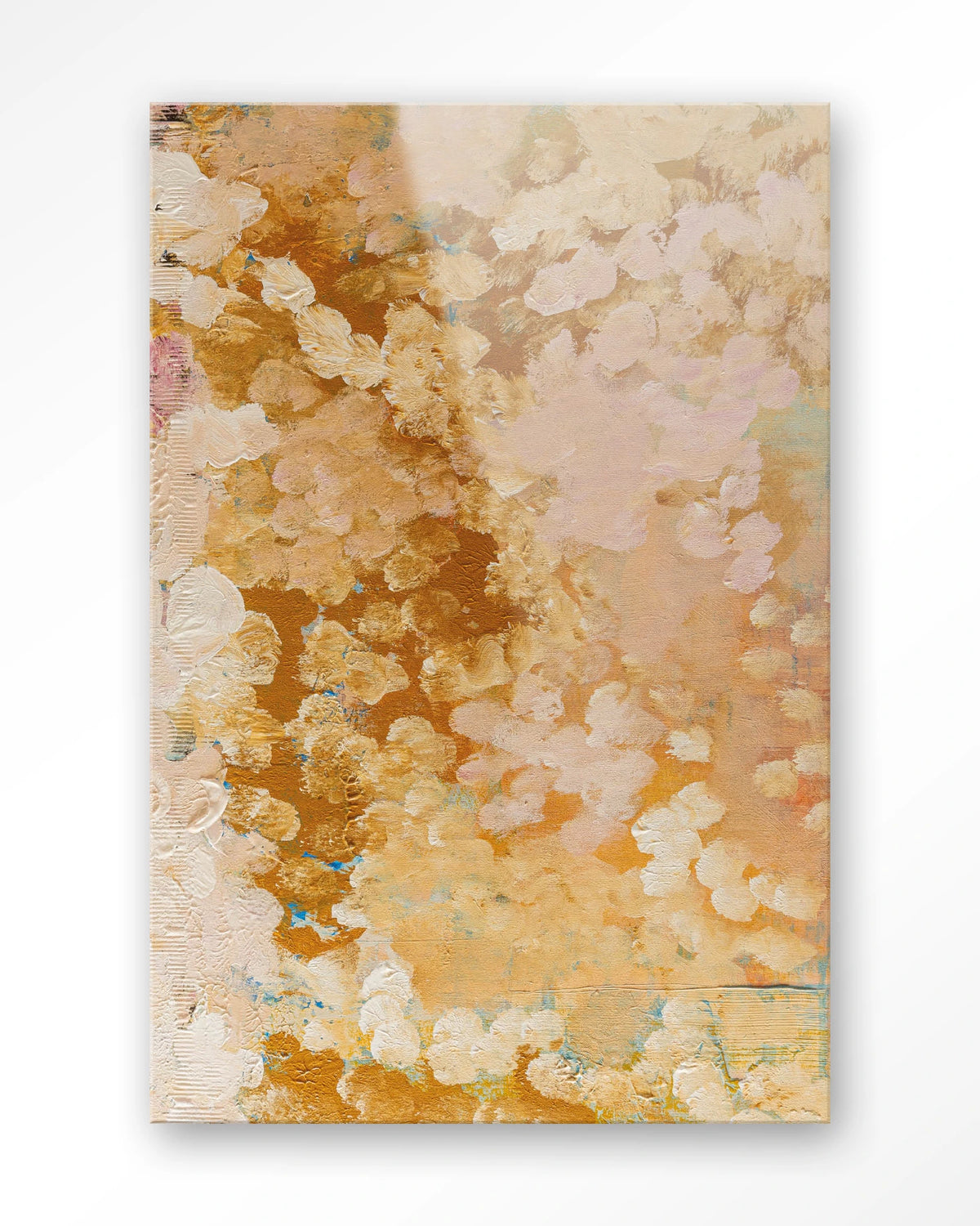 Abundance – abstract in goud en roze – Glas – Blinde montage