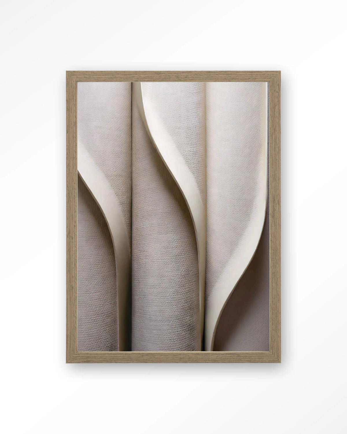 Silent Waves – abstracte plooien in beige – Art print – Hout bruin