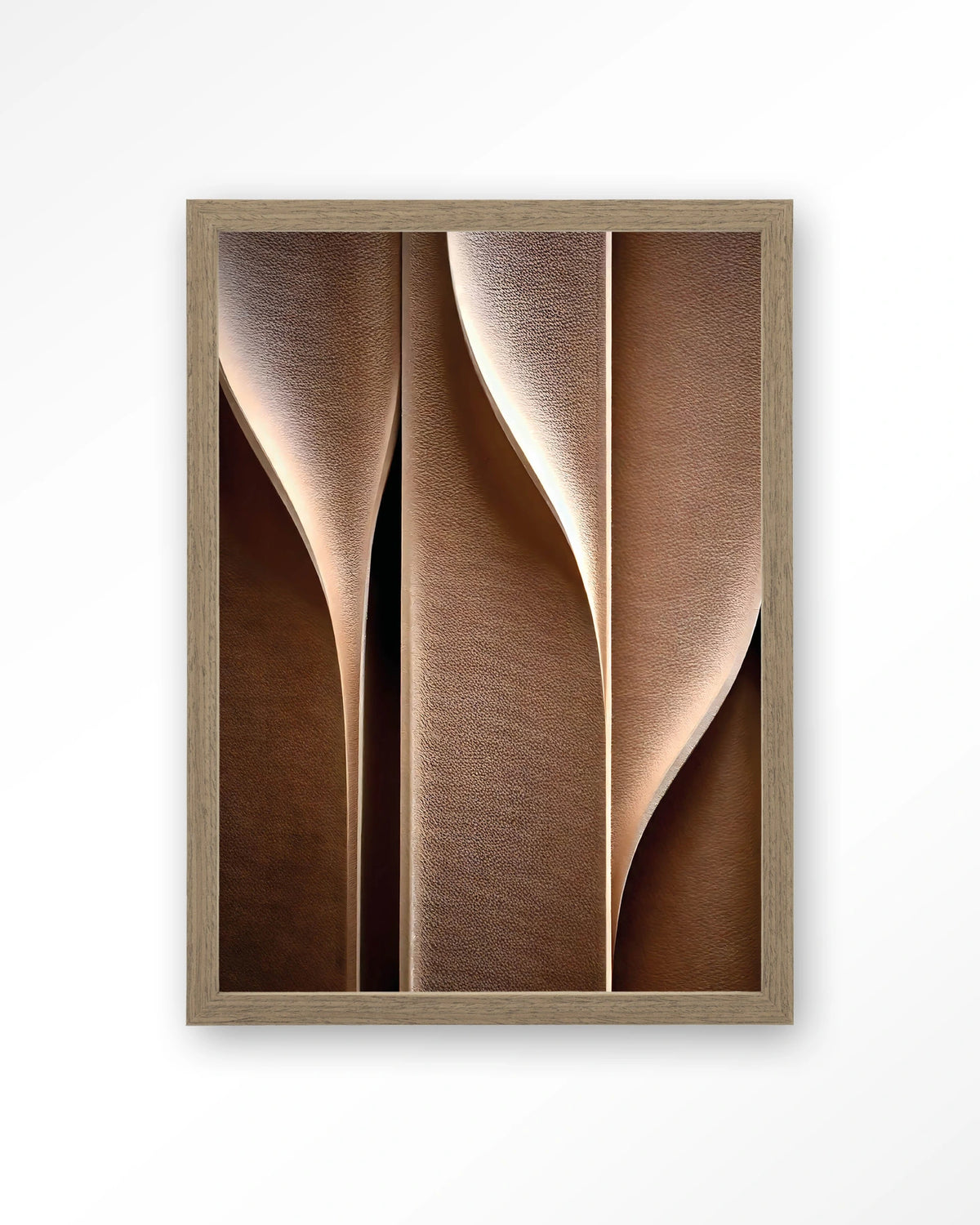 Whispering Curves – abstracte golven in bruin – Art print – Hout bruin