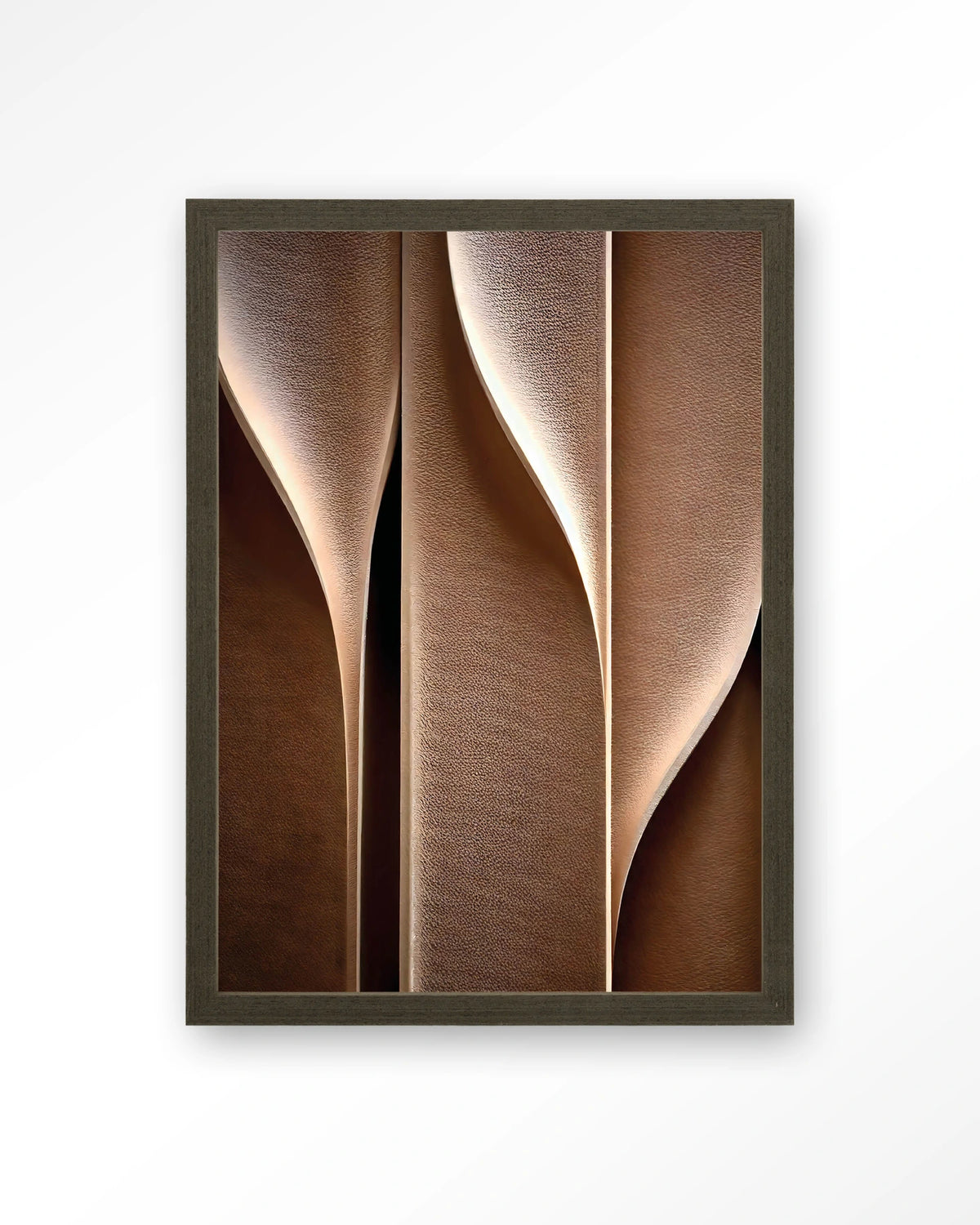 Whispering Curves – abstracte golven in bruin – Art print – Hout donkerbruin