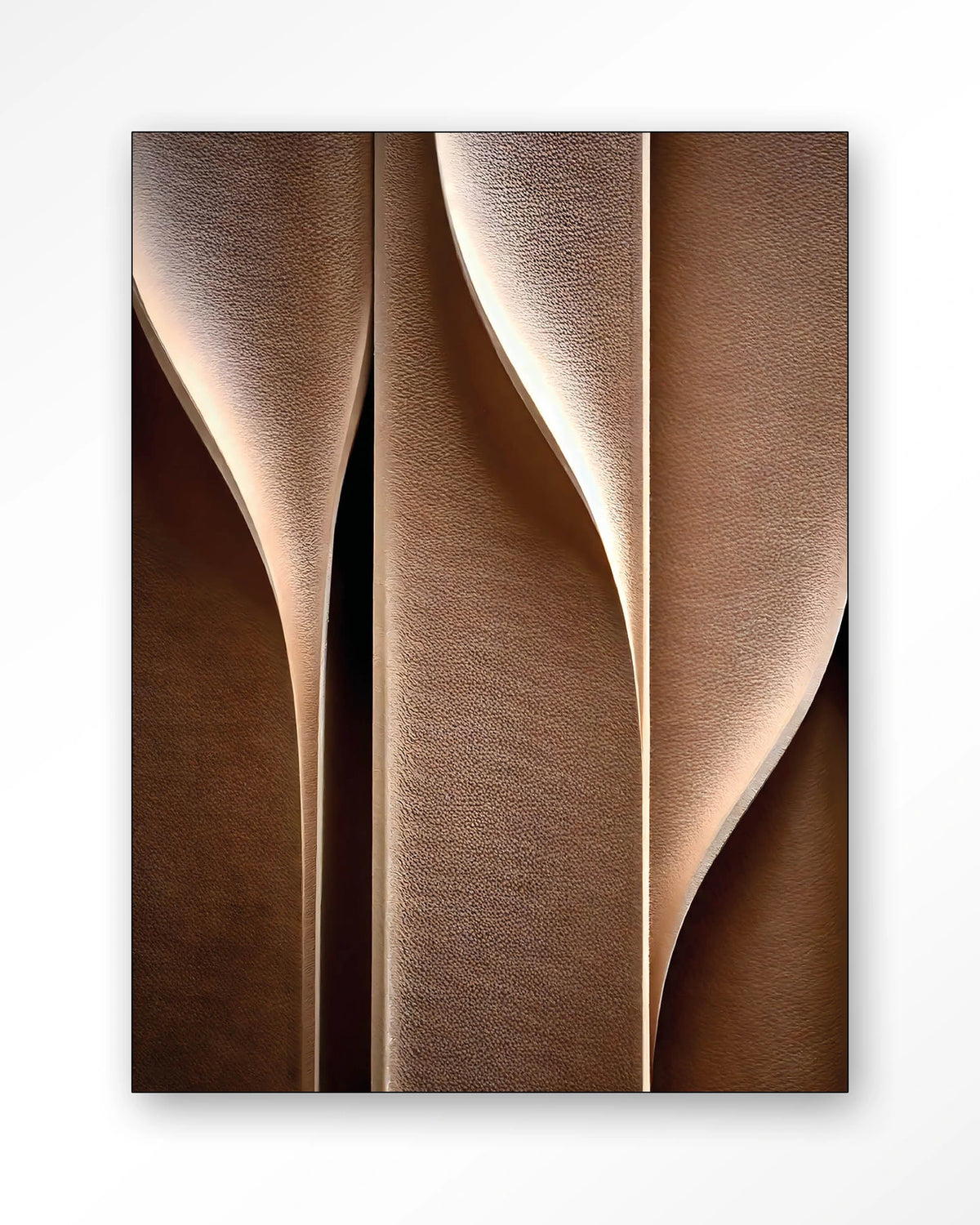 Whispering Curves – abstracte golven in bruin – Wandkleed – Frame – zwart