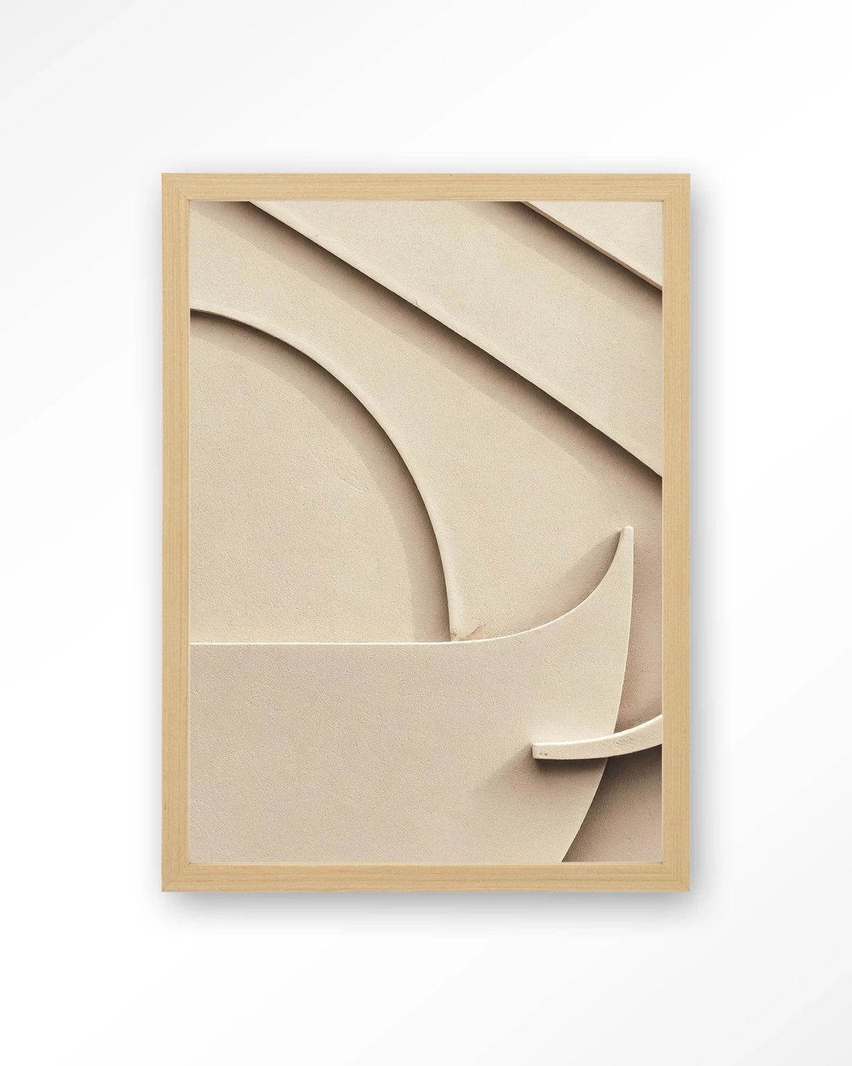 Siaa 1 – abstract reliëf in beige – Art print – Hout naturel