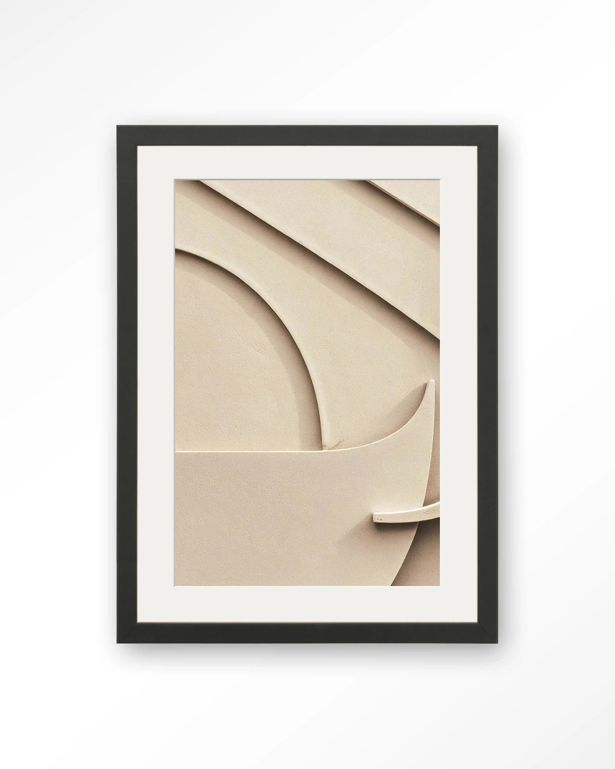 Siaa 1 – abstract reliëf in beige – Art print – Hout zwart + passe-partout