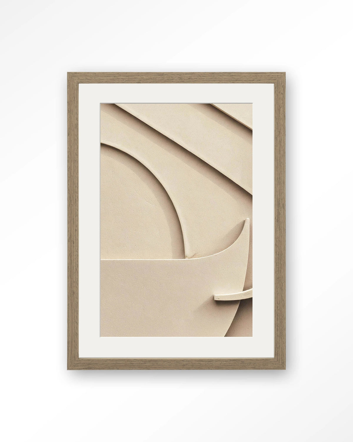 Siaa 1 – abstract reliëf in beige – Art print – Hout bruin + passe-partout