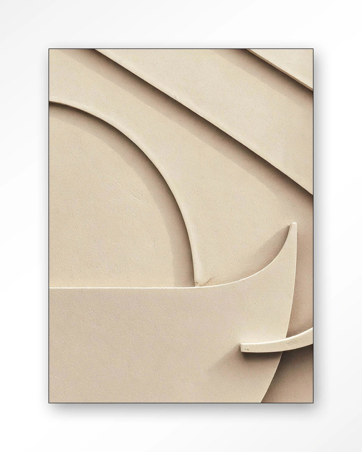 Siaa 1 – abstract reliëf in beige – Wandkleed – Frame – zwart