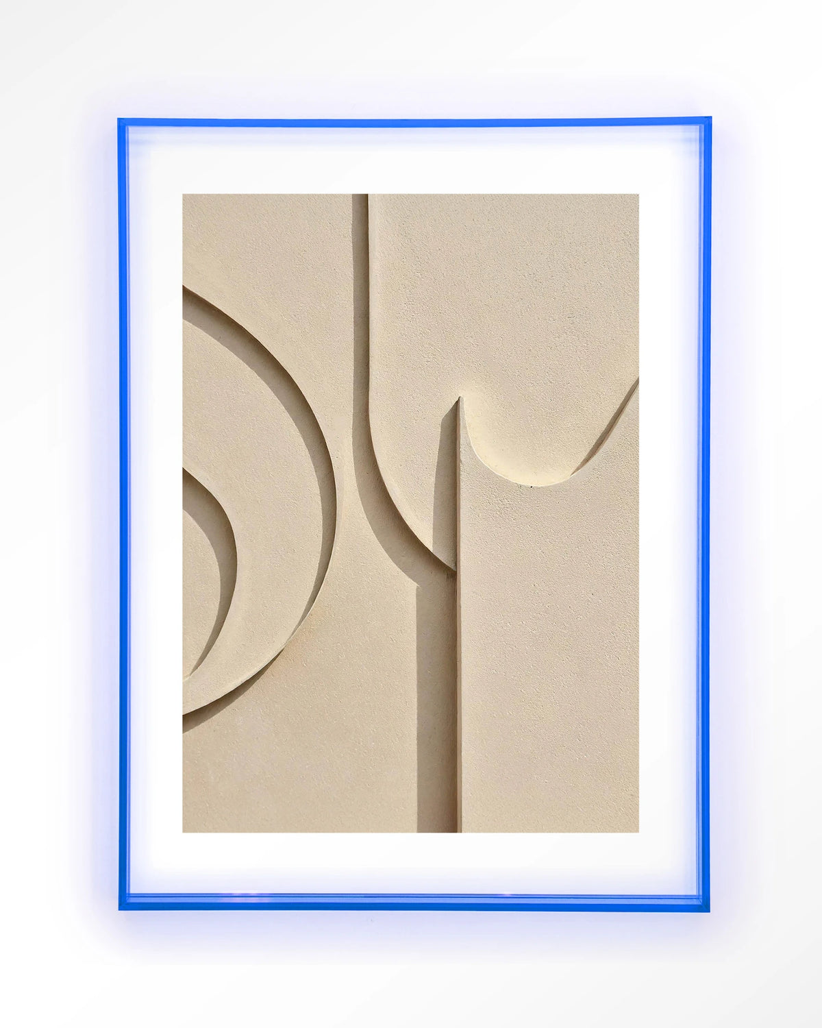 Siaa 2 – reliëf abstract in crème – Art print – Acryl lichtblauw