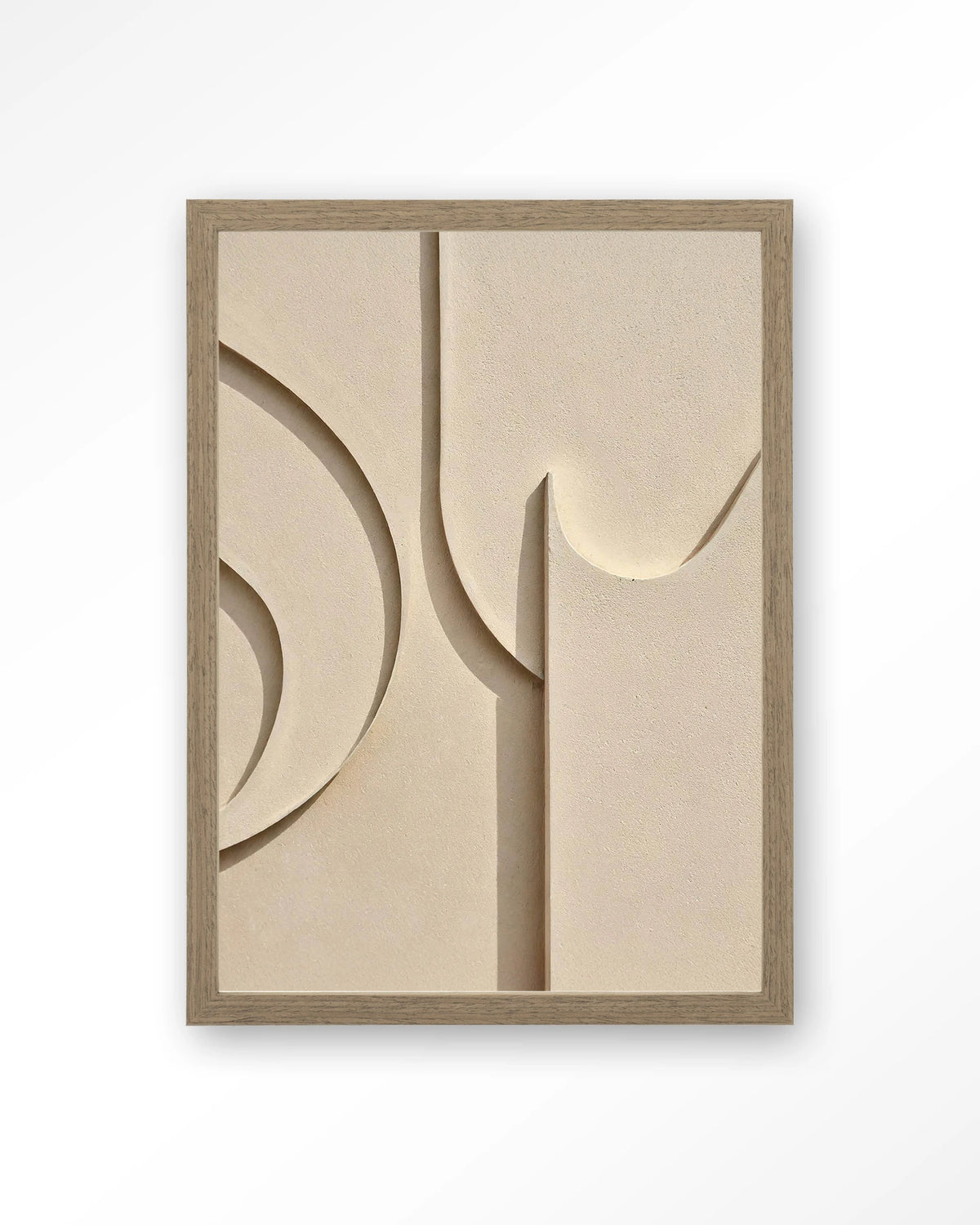 Siaa 2 – reliëf abstract in crème – Art print – Hout bruin