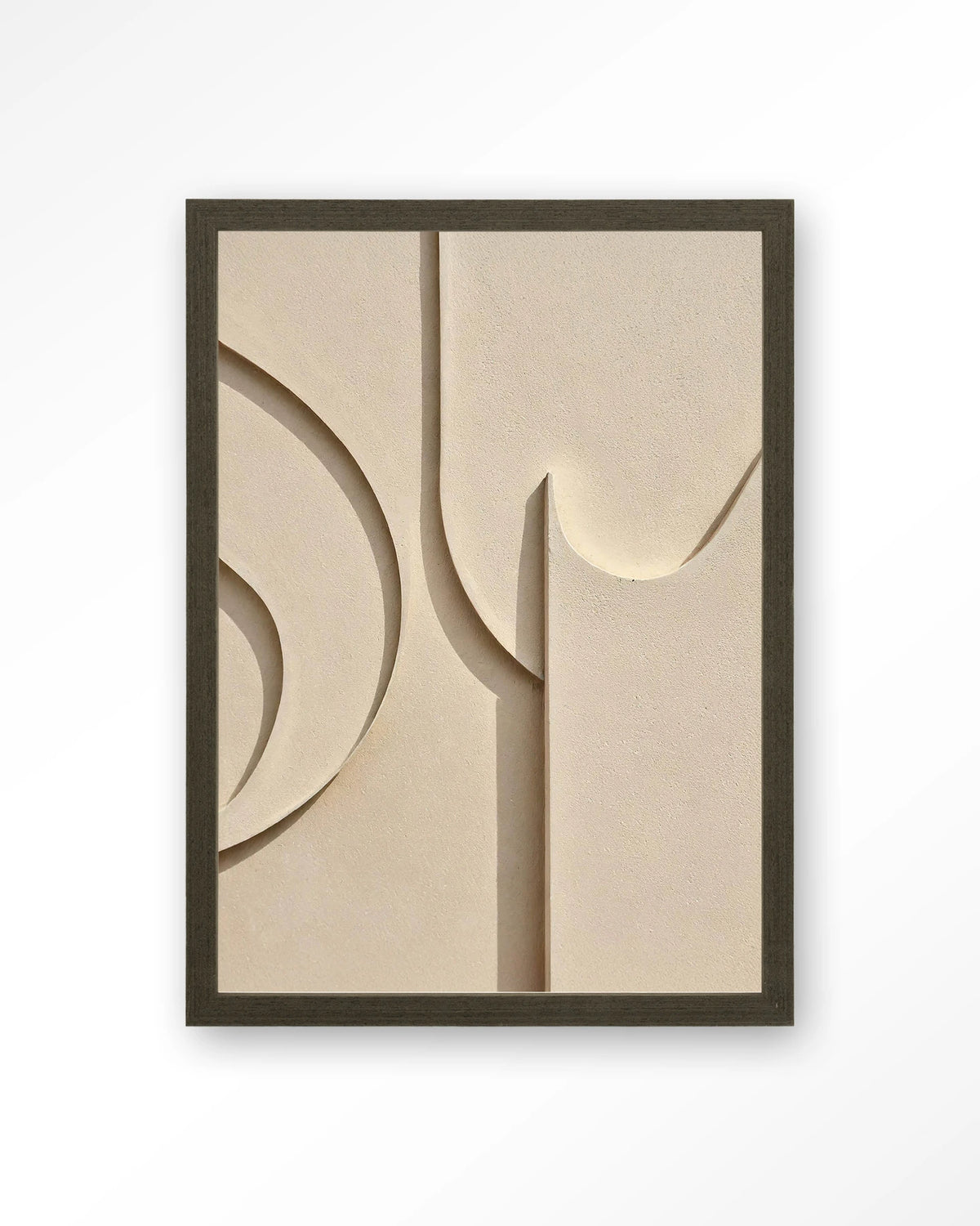 Siaa 2 – reliëf abstract in crème – Art print – Hout donkerbruin