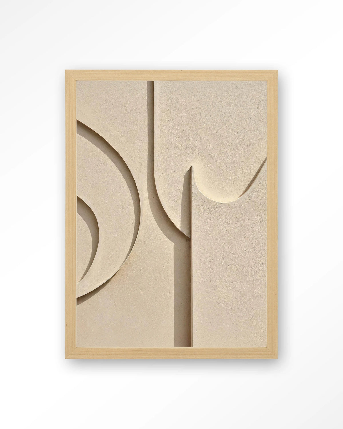 Siaa 2 – reliëf abstract in crème – Art print – Hout naturel