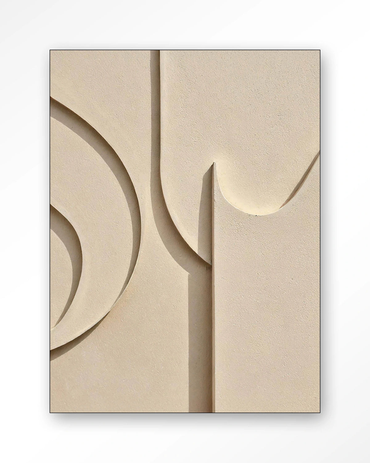 Siaa 2 – reliëf abstract in crème – Wandkleed – Frame – zwart