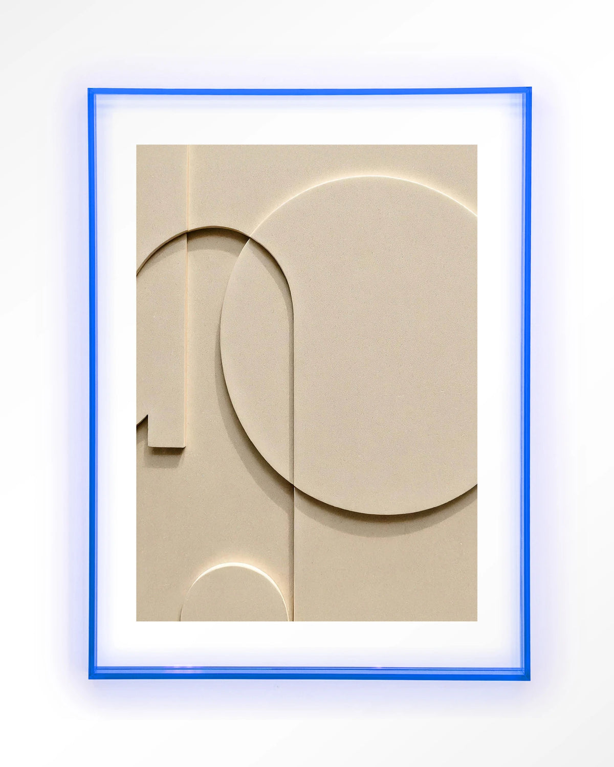 Siaa 3 – abstract reliëf in crème – Art print – Acryl lichtblauw