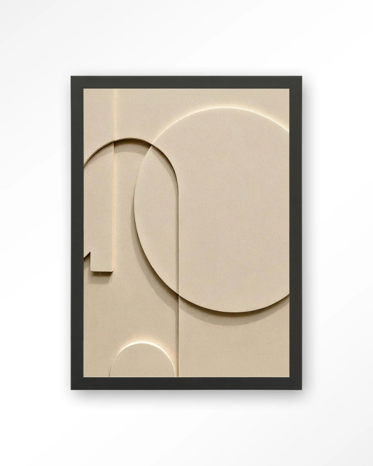Siaa 3 – abstract reliëf in crème – Art print – Hout zwart