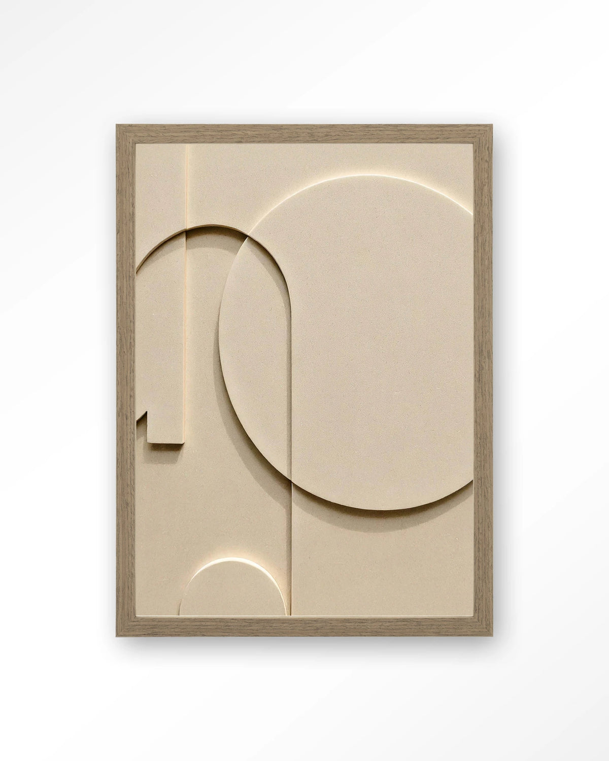 Siaa 3 – abstract reliëf in crème – Art print – Hout bruin
