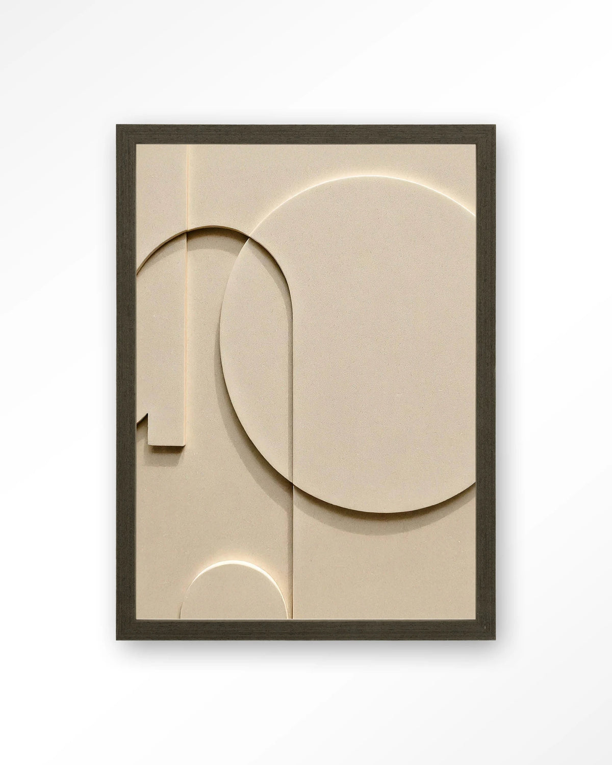Siaa 3 – abstract reliëf in crème – Art print – Hout donkerbruin