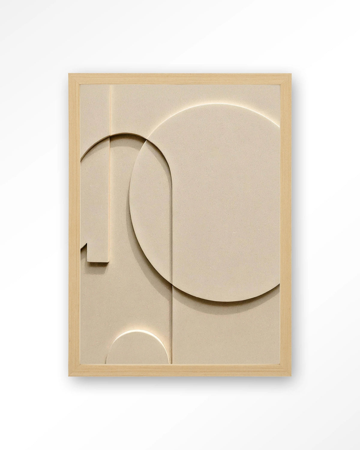Siaa 3 – abstract reliëf in crème – Art print – Hout naturel