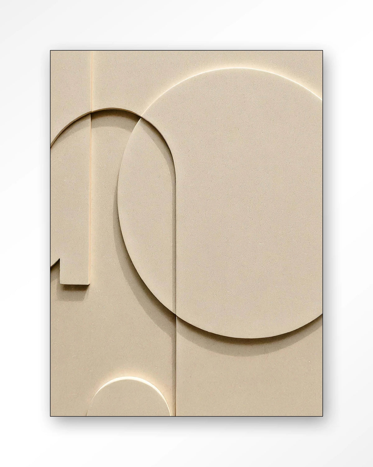 Siaa 3 – abstract reliëf in crème – Wandkleed – Frame – zwart