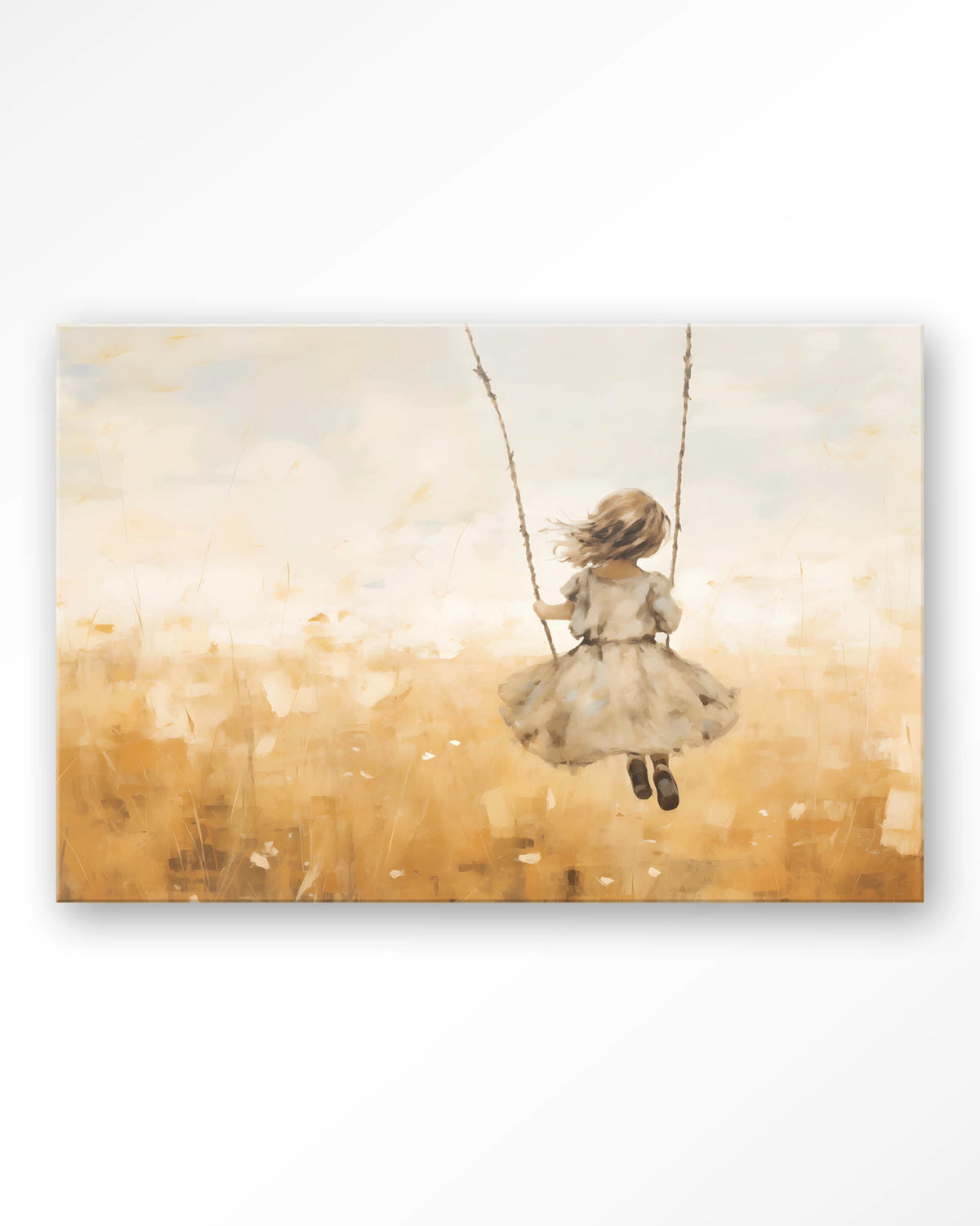 Swinging Girl – meisje op schommel in veld – Glas – Blinde montage