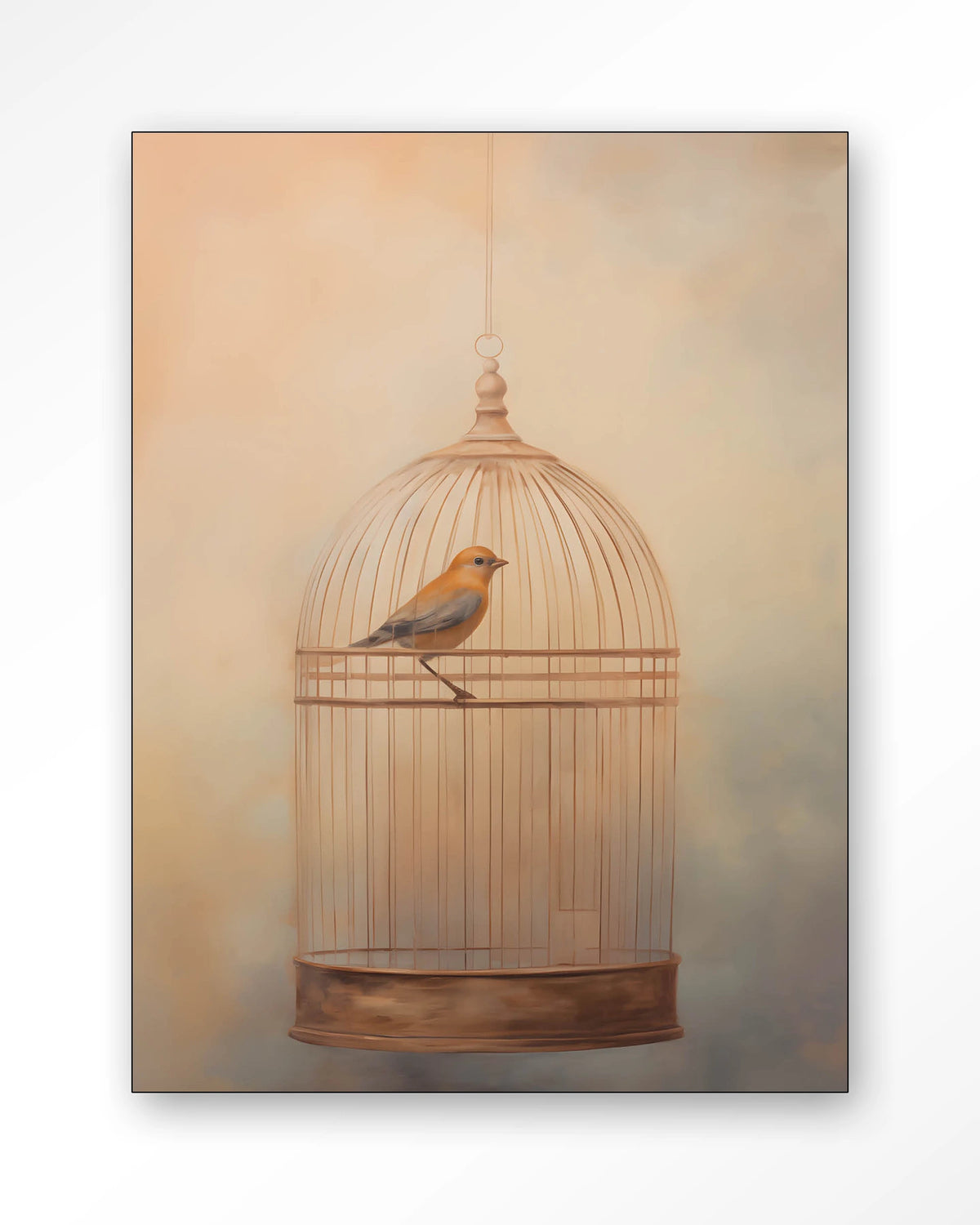 Bird Cage – vogel in kooi – Wandkleed – Frame – zwart