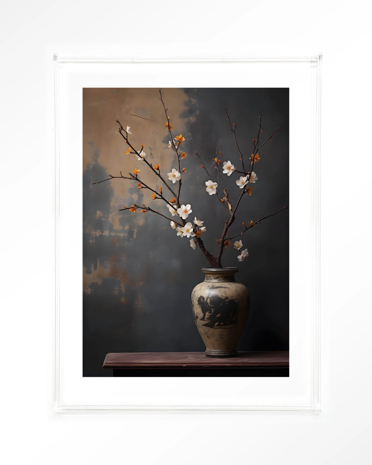 Dark Blossom Vase – bloesemtak in vaas – Art print – Acryl doorzichtig
