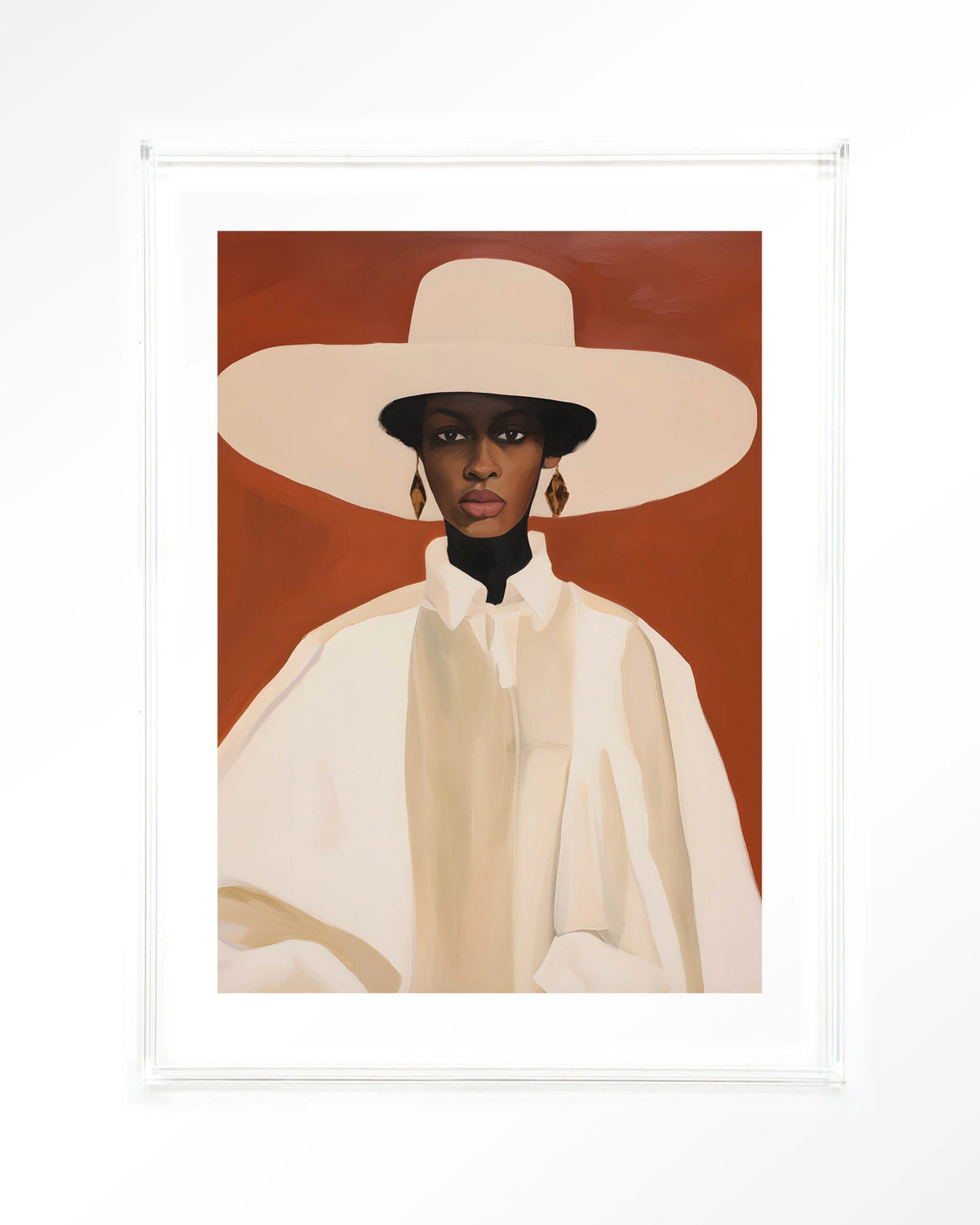 Louise – vrouw met witte hoed – Art print – Acryl doorzichtig