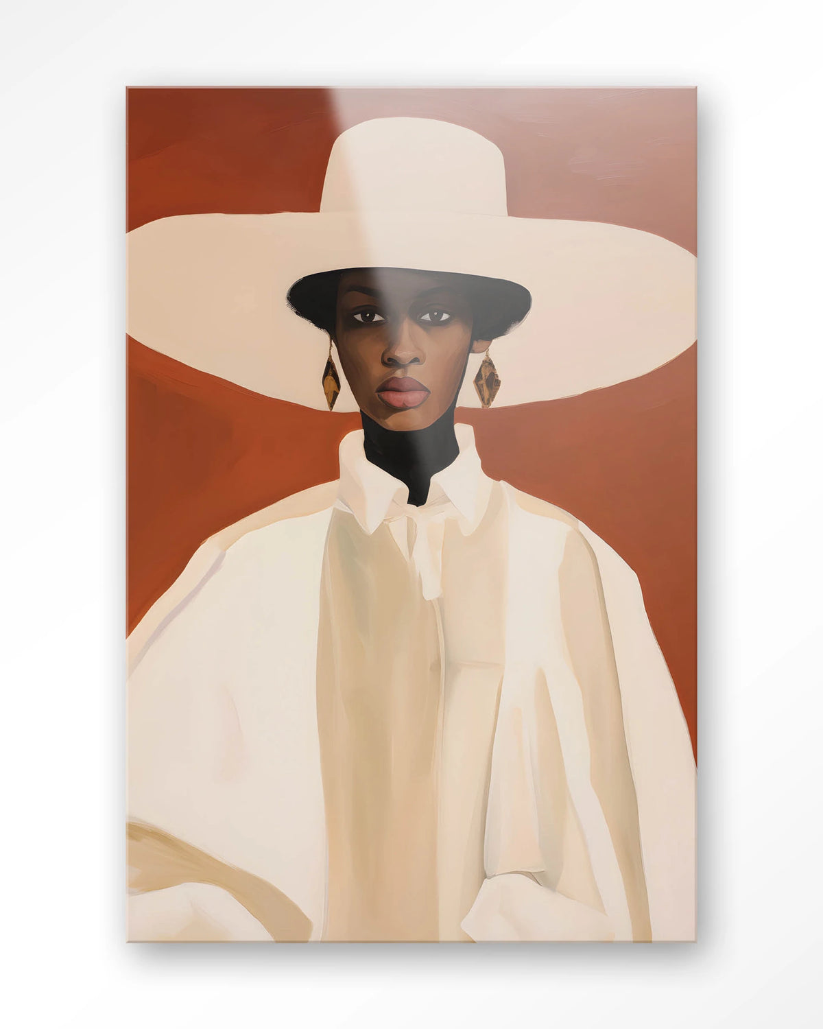 Louise – vrouw met witte hoed – Glas – Blinde montage