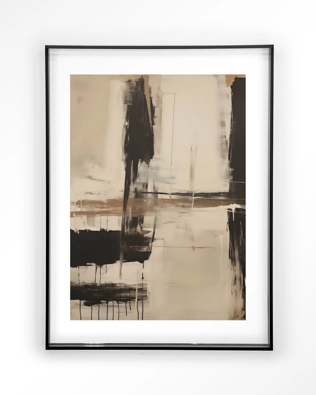 Noire – abstract in zwart en beige – Art print – Acryl zwart