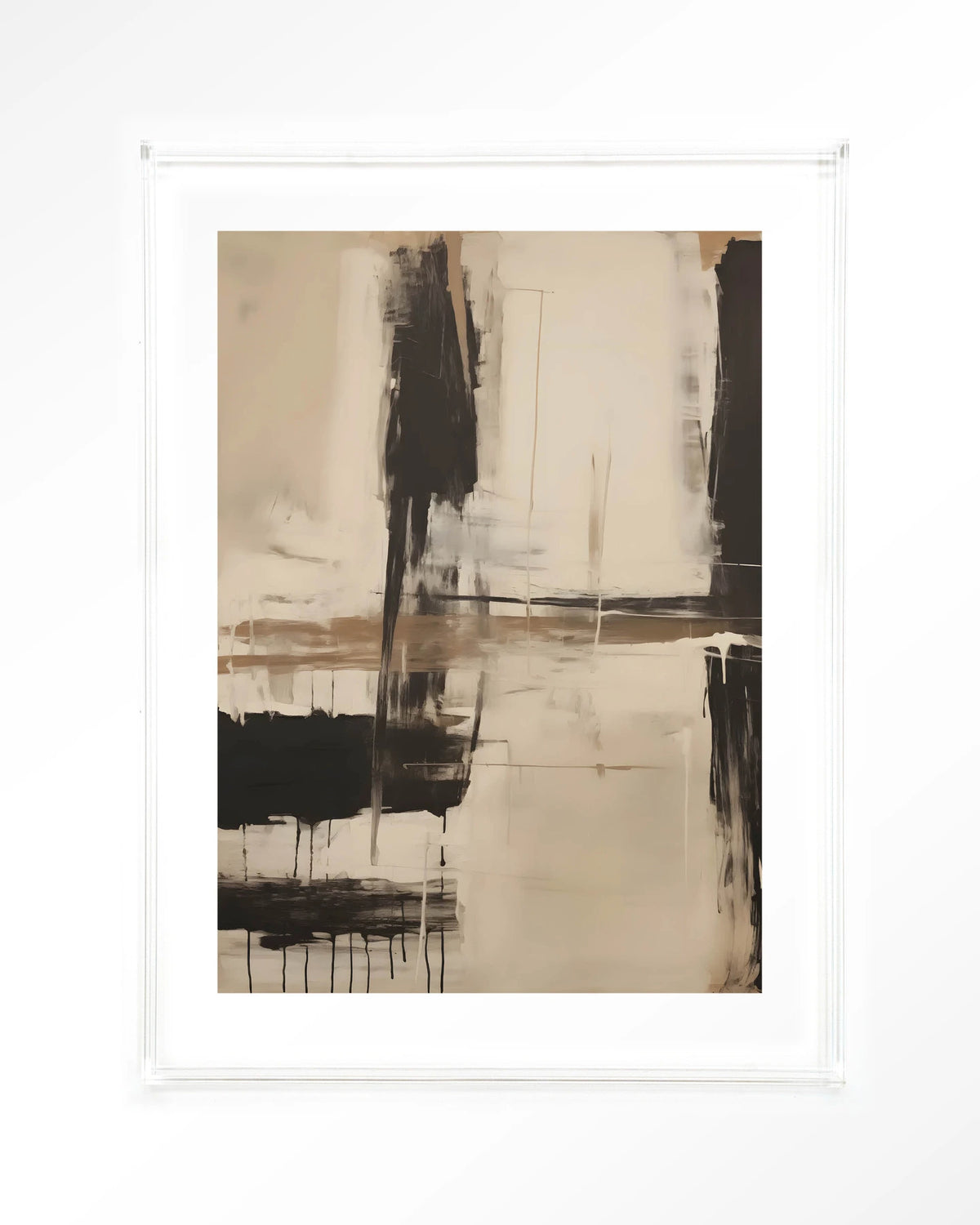 Noire – abstract in zwart en beige – Art print – Acryl doorzichtig