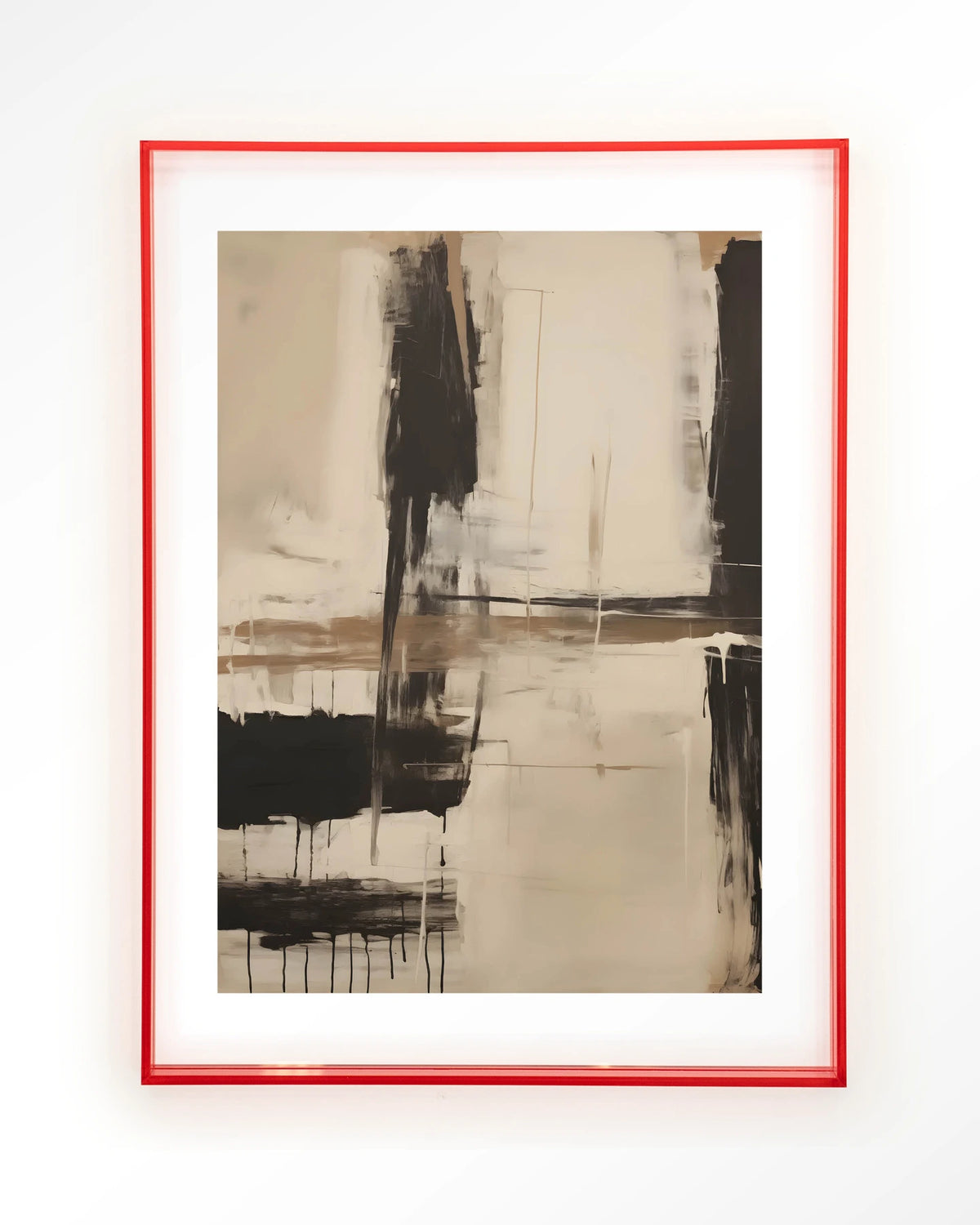Noire – abstract in zwart en beige – Art print – Acryl roze