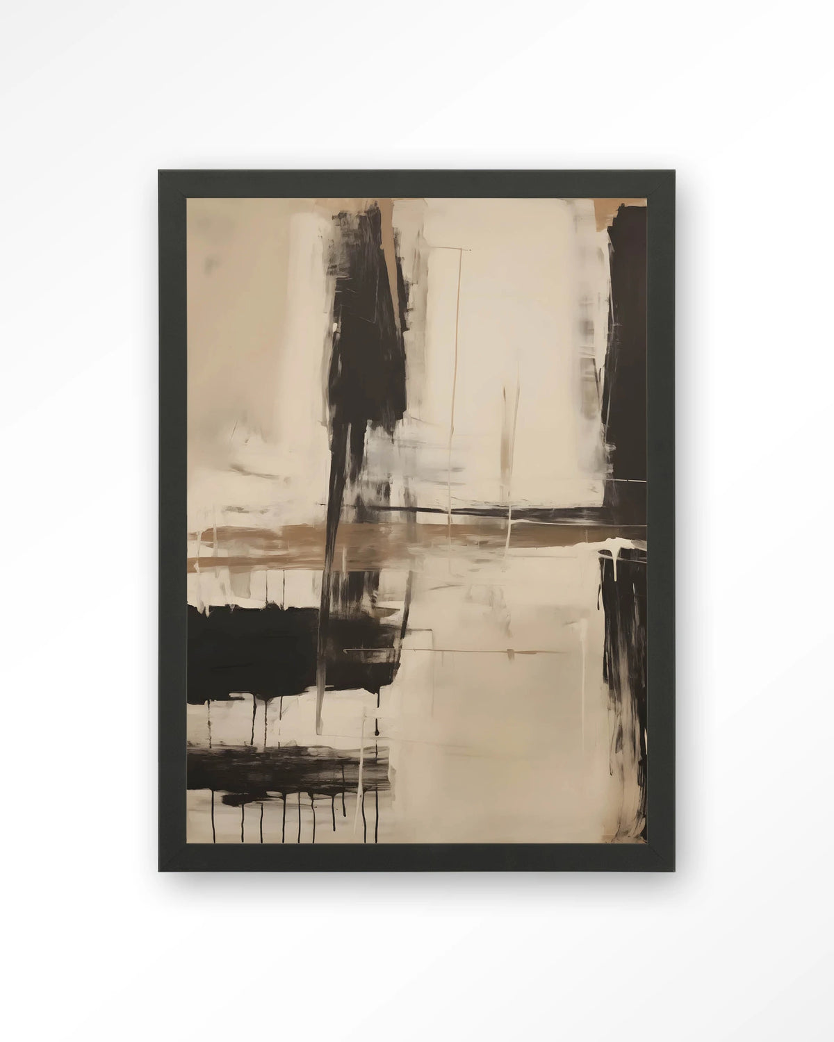 Noire – abstract in zwart en beige – Art print – Hout zwart