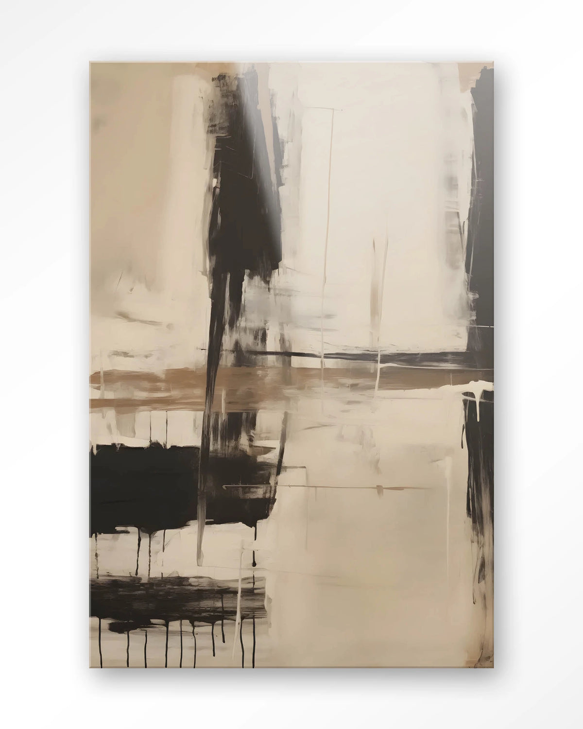 Noire – abstract in zwart en beige – Glas – Blinde montage