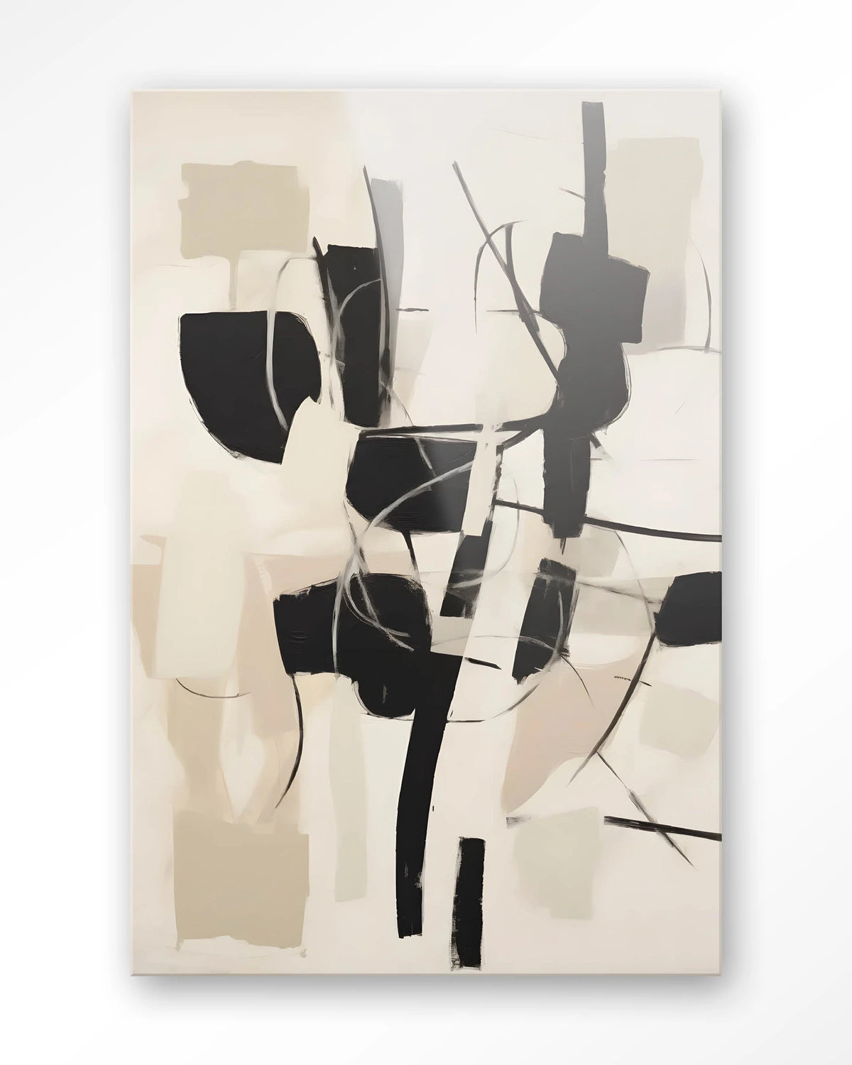 Soleyo – abstract zwart op beige – Glas – Blinde montage