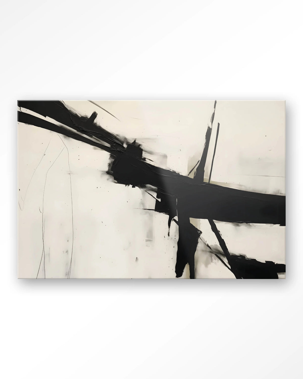 Montagne – abstract in zwart-wit penseelstreken – Glas – Blinde montage