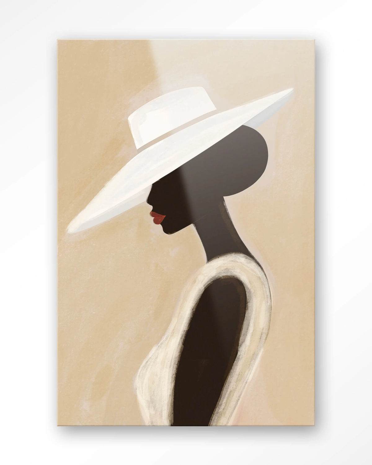 Lady – vrouw met witte hoed – Glas – Blinde montage