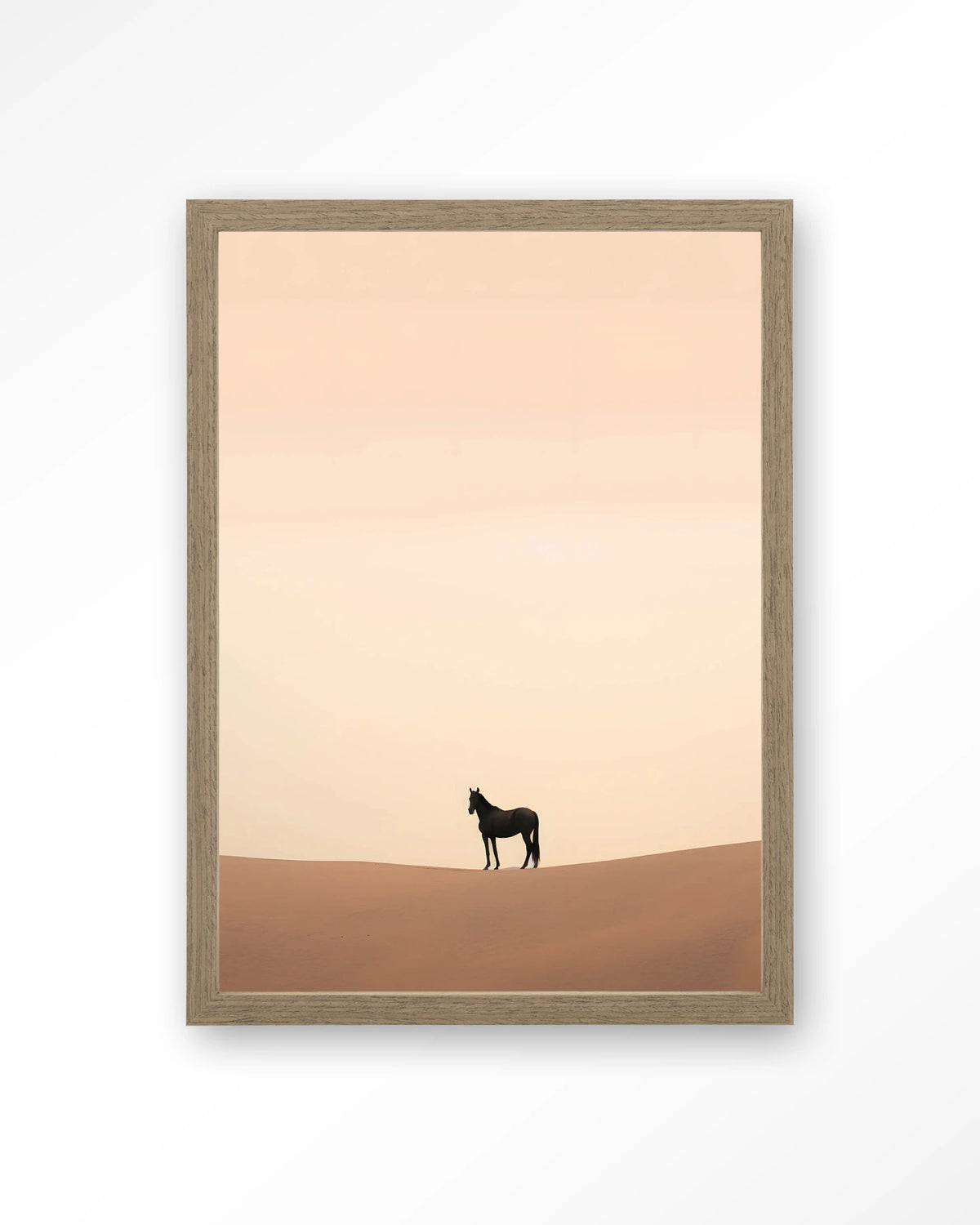 Desert Horse – paard in woestijn – Art print – Hout bruin
